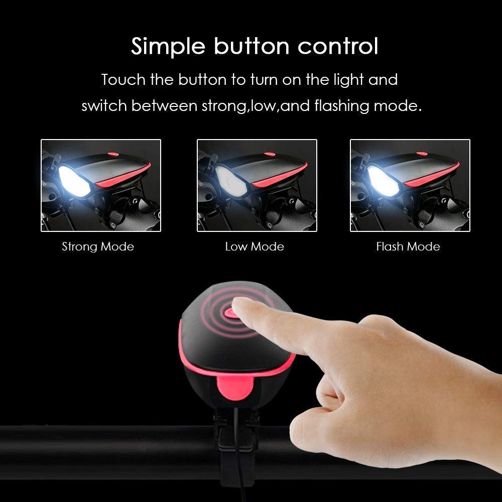 Lista Cycle Horn and Light 140 DB with Light 3 Modes Super Bright 250 lumens