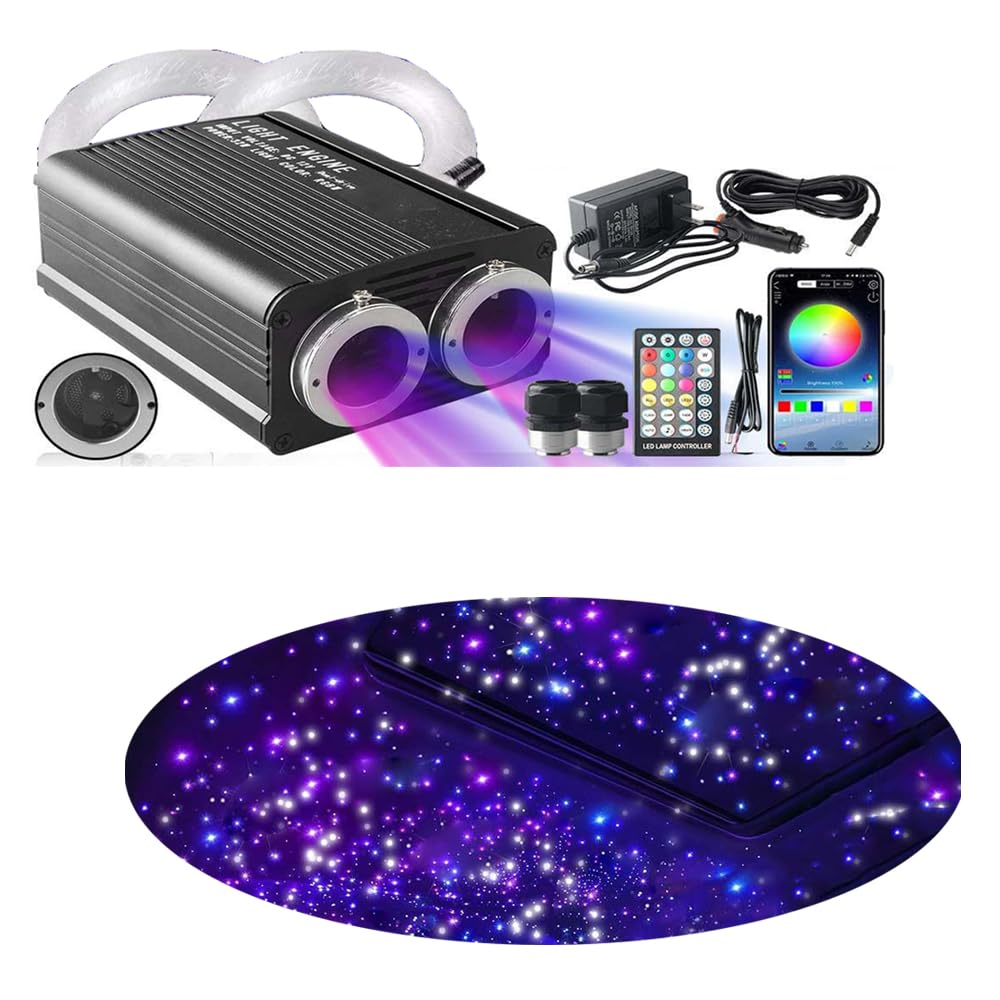 XAEIOW 32W Twinkle Starlight Headliner Light Kit, 1100pcs, 13.1ft, Dual Port Dual Color LED, Acrylic, Multicolor