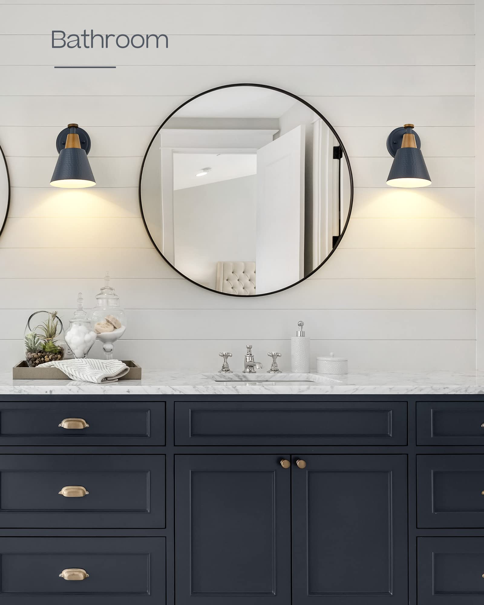 Femila Modern Blue Wall Sconces Set Of 2 - 1-Light Hammered Metal Bathroom Lighting