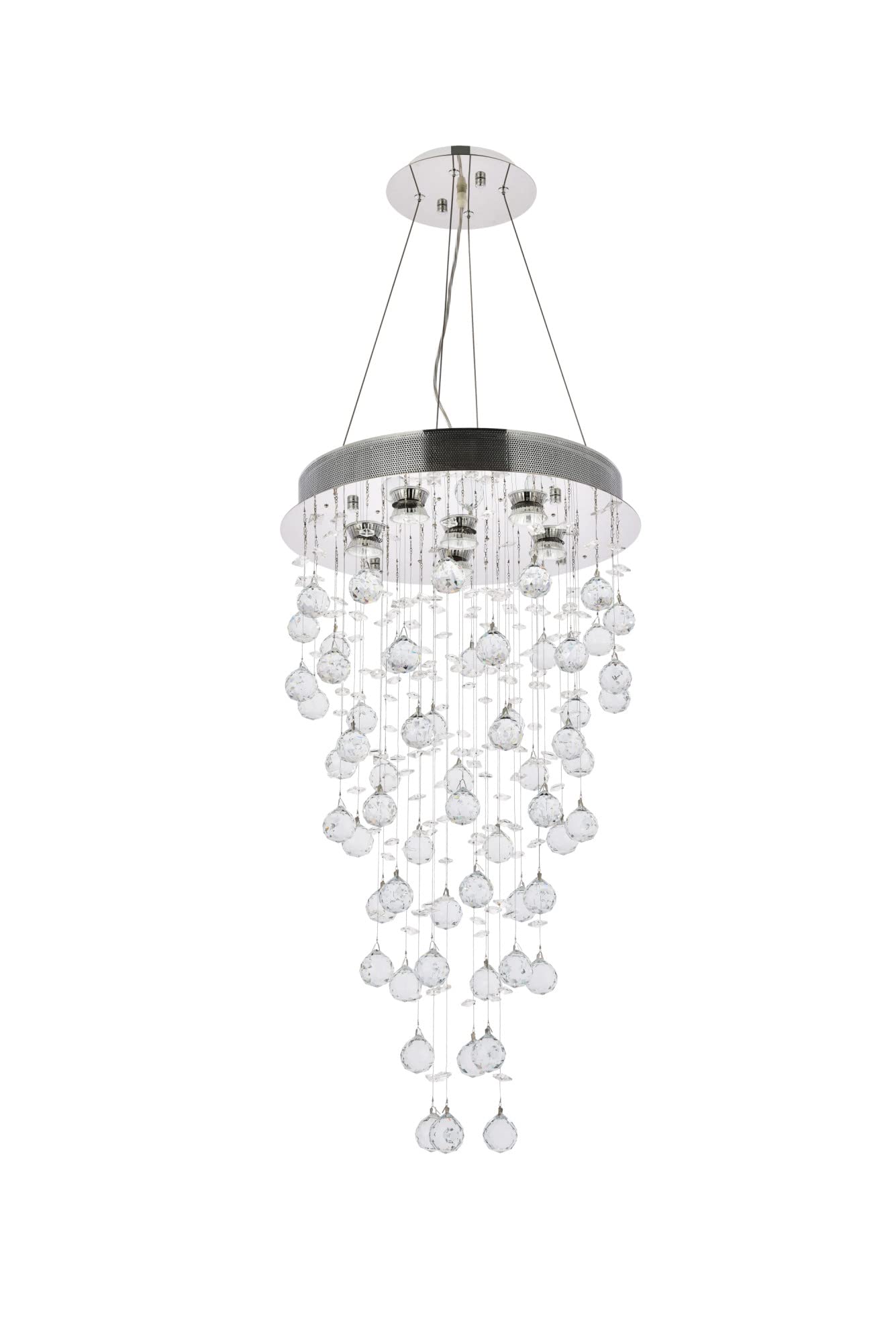 Elegant Lighting 2006D18C/RC 6-Light Crystal Chandelier, 18in x 32in, Chrome Finish, Clear Crystals