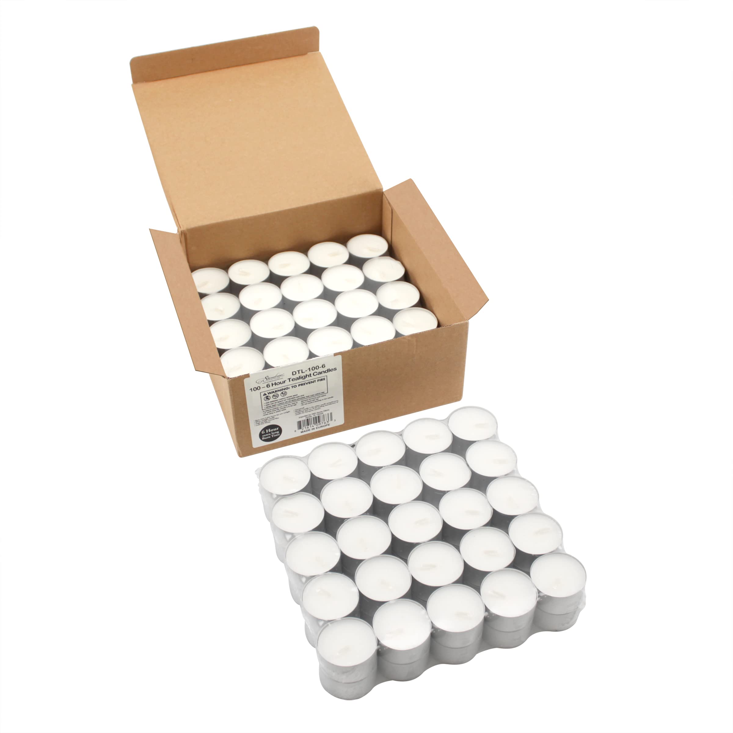 Stonebriar 100 Count White Unscented Smokeless Long Burning Tea Light Candles With 6-7 Hour Burn Time