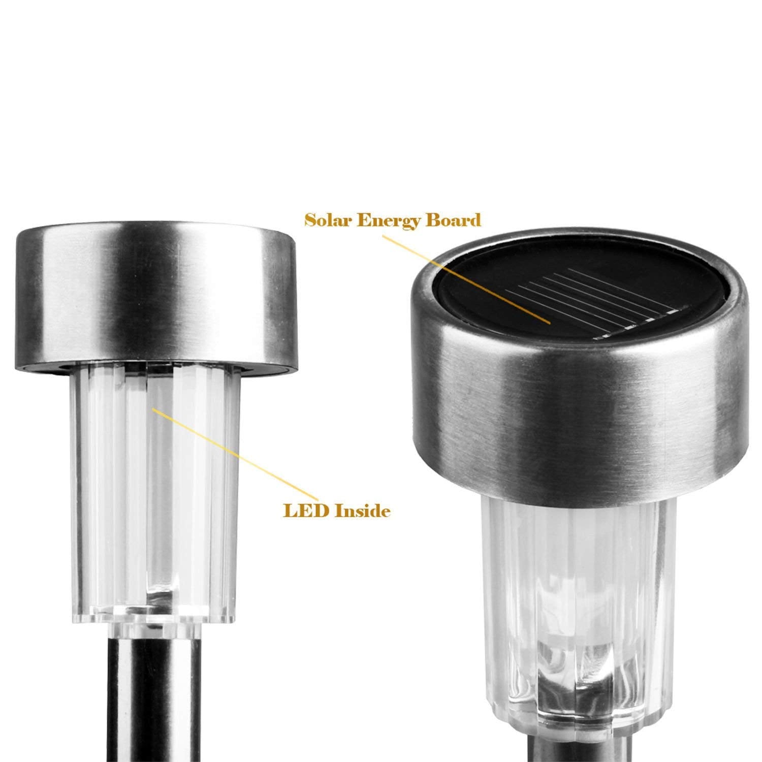 EpicGadget Solar Path Lights - Color Changing, Stainless Steel, 5 Pieces, Multicolor, Outdoor Garden Decoration