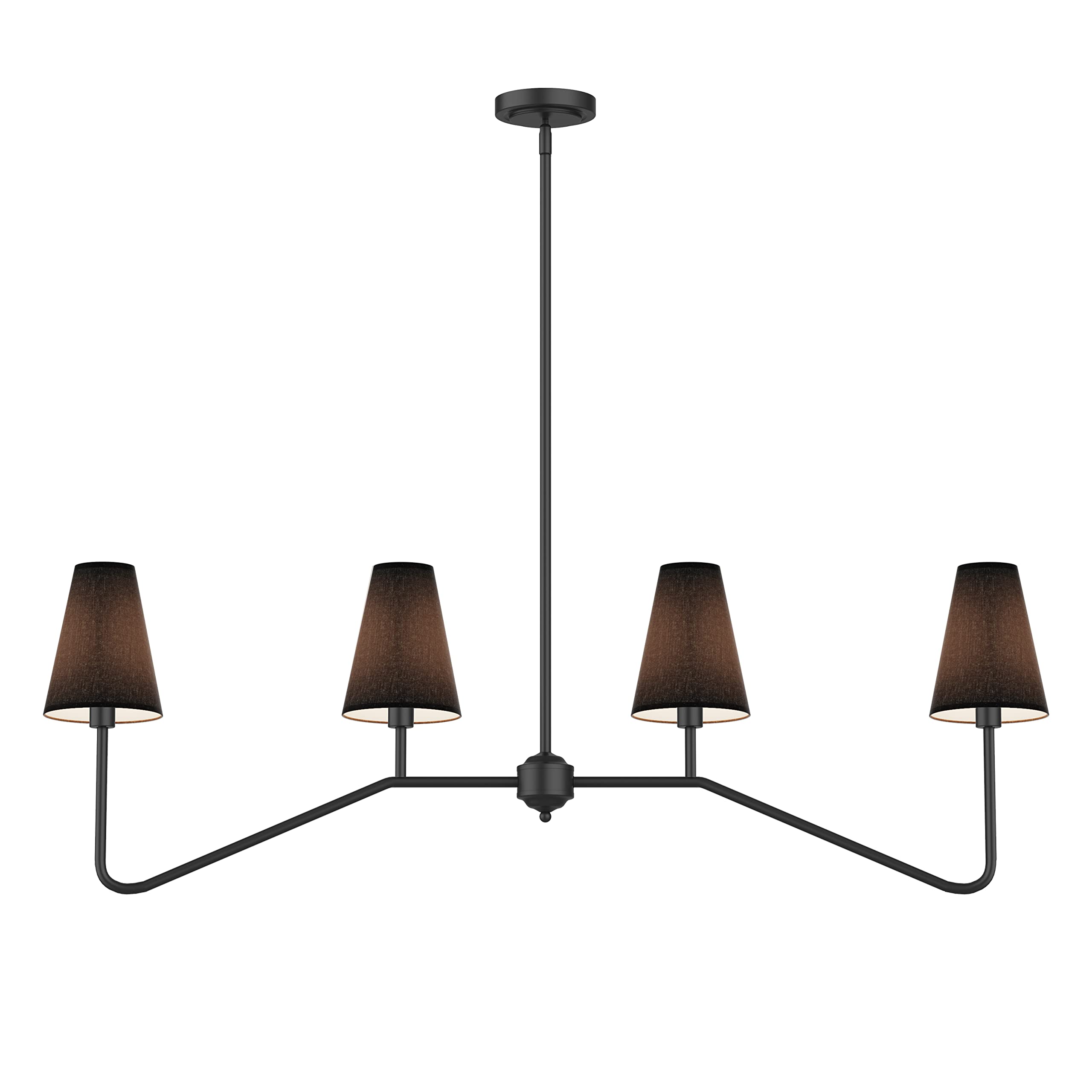 Electro bp;47'' W 4-Light Linear Kitchen Island Lighting Fixture Classic Chandeliers Matt Black with Black Linen Shades 160W