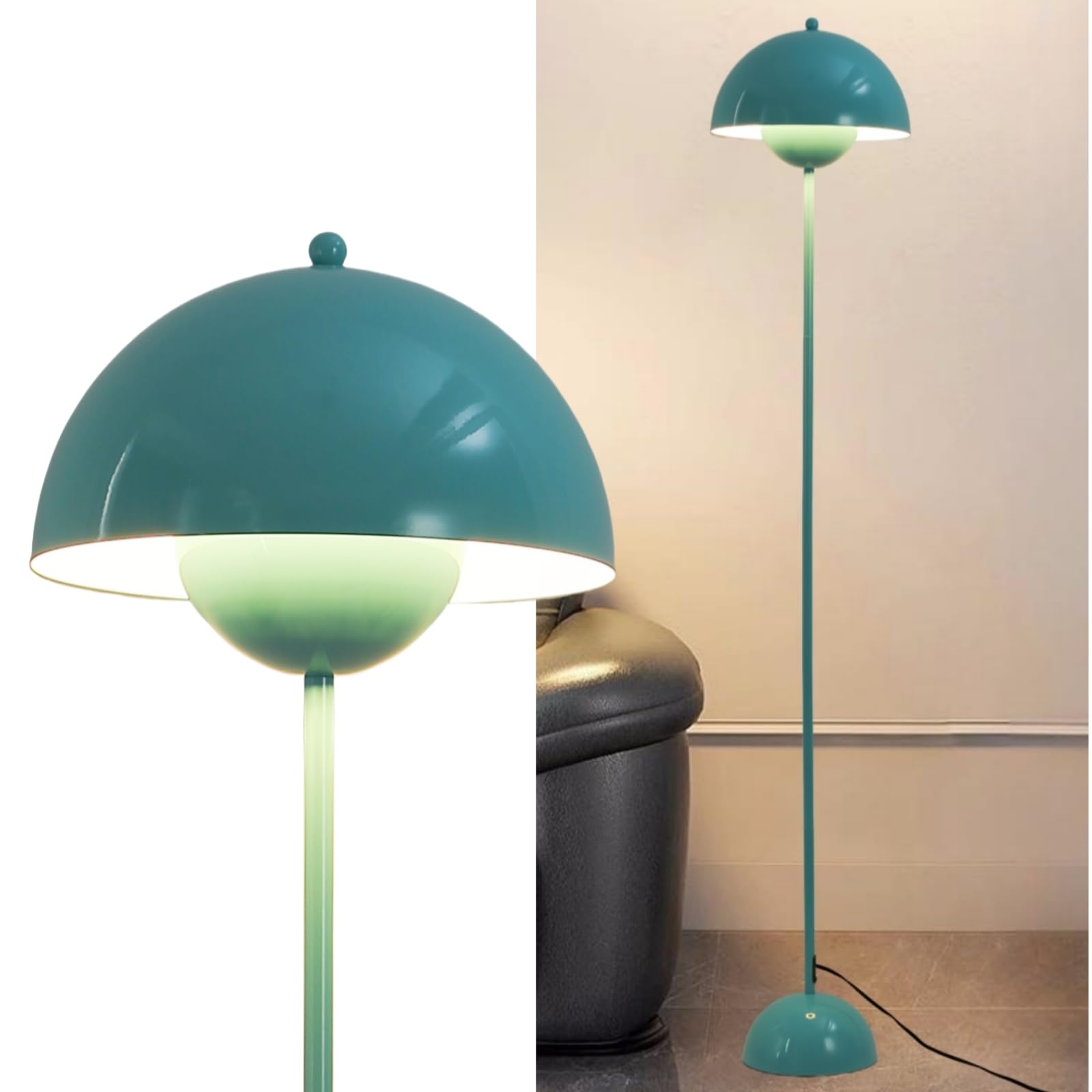 COSYLUX Modern Floor Lamp - Industrial Tall Standing Lamp, Metal Shade, Turquoise Blue, Ideal for Living Room, Bedroom, Office, Nursery