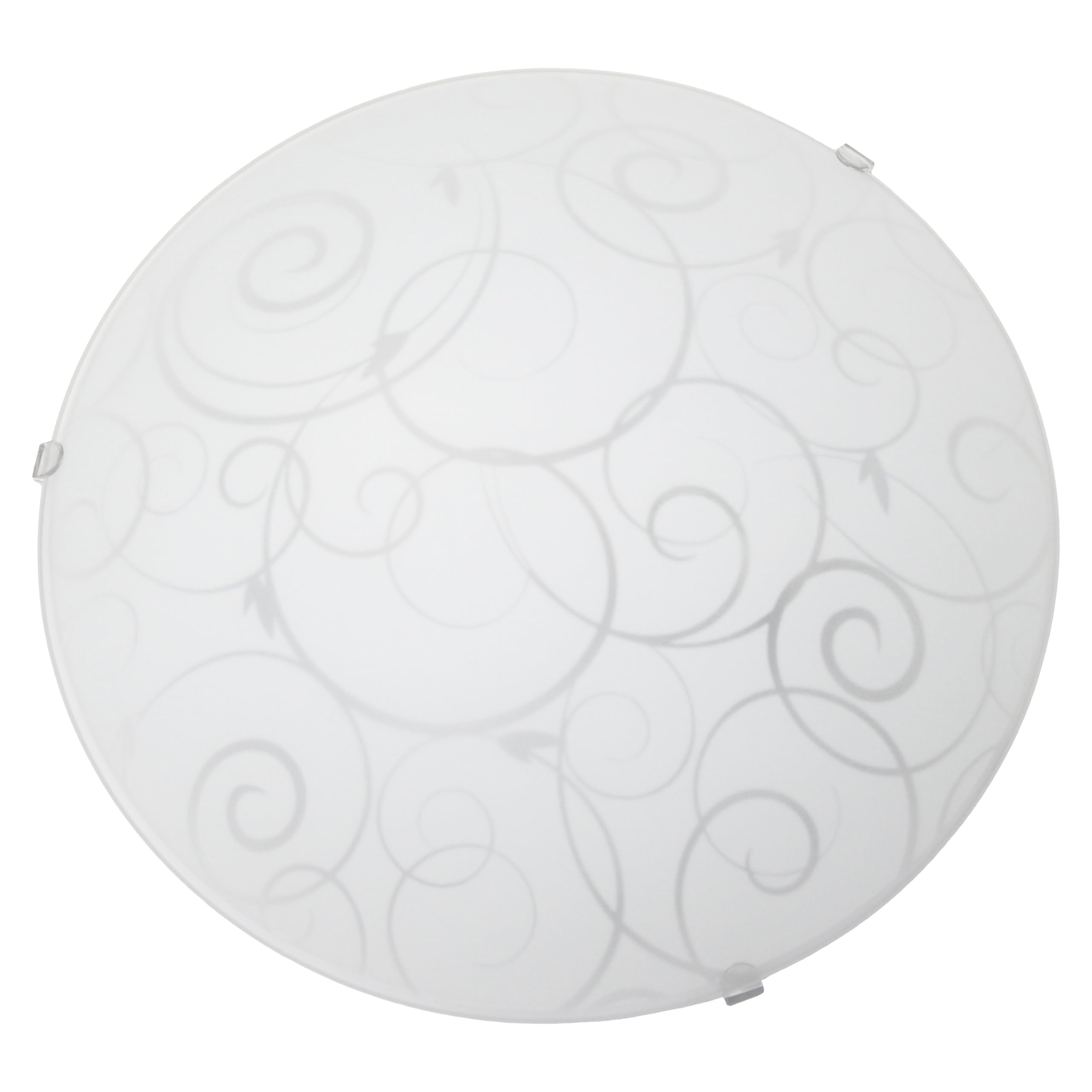 Simple Designs Fm3000-Wht Round Flushmount Ceiling Light, White Glass, 1 Count, Scroll Swirl Design