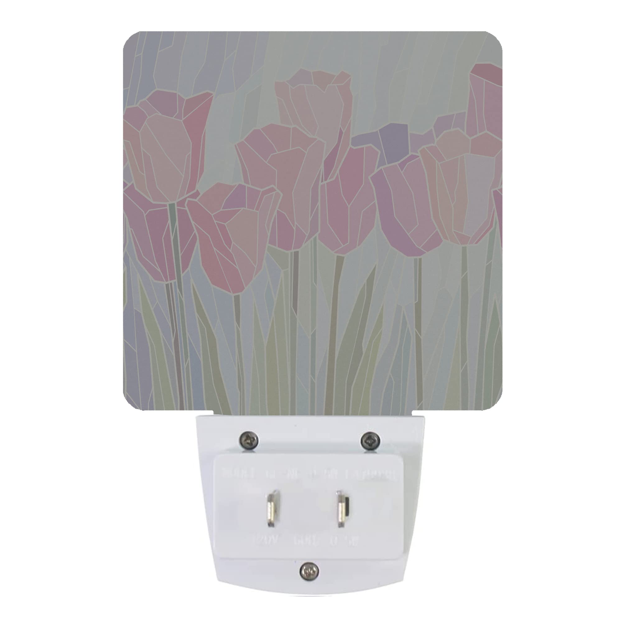 Smoaffly LED Night Light Plug-in Pink Tulip Flowers Auto Sensor Dusk-to-Dawn Lamp for Nursery and Kids