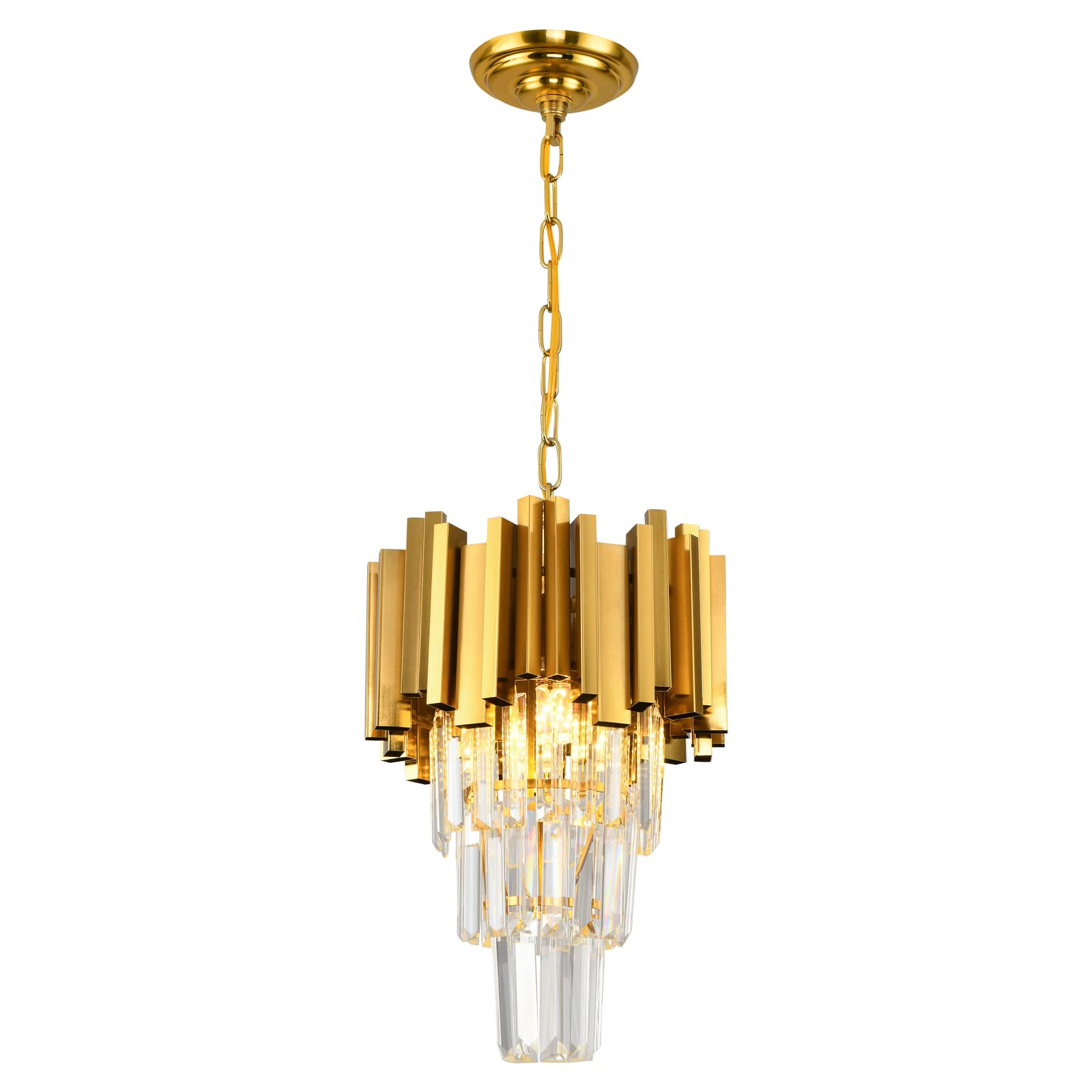 Gold Pendant Light Fixtures Dining Room Chandelier 3-Light Modern Small Crystal Pendant Lights Kitchen Island Kitchen Living Roo