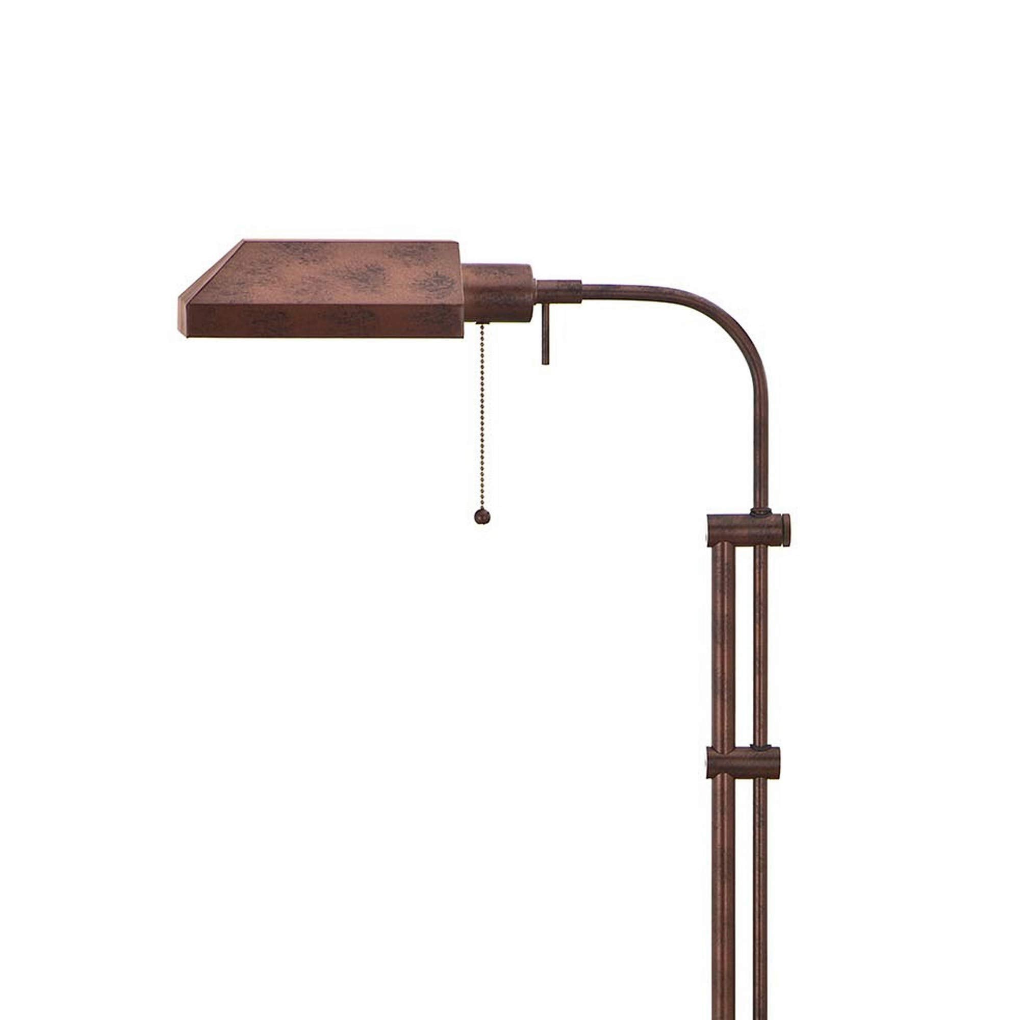 Benzara Metal Rectangular Floor Lamp, Adjustable Pole, Bronze, Model BM225082