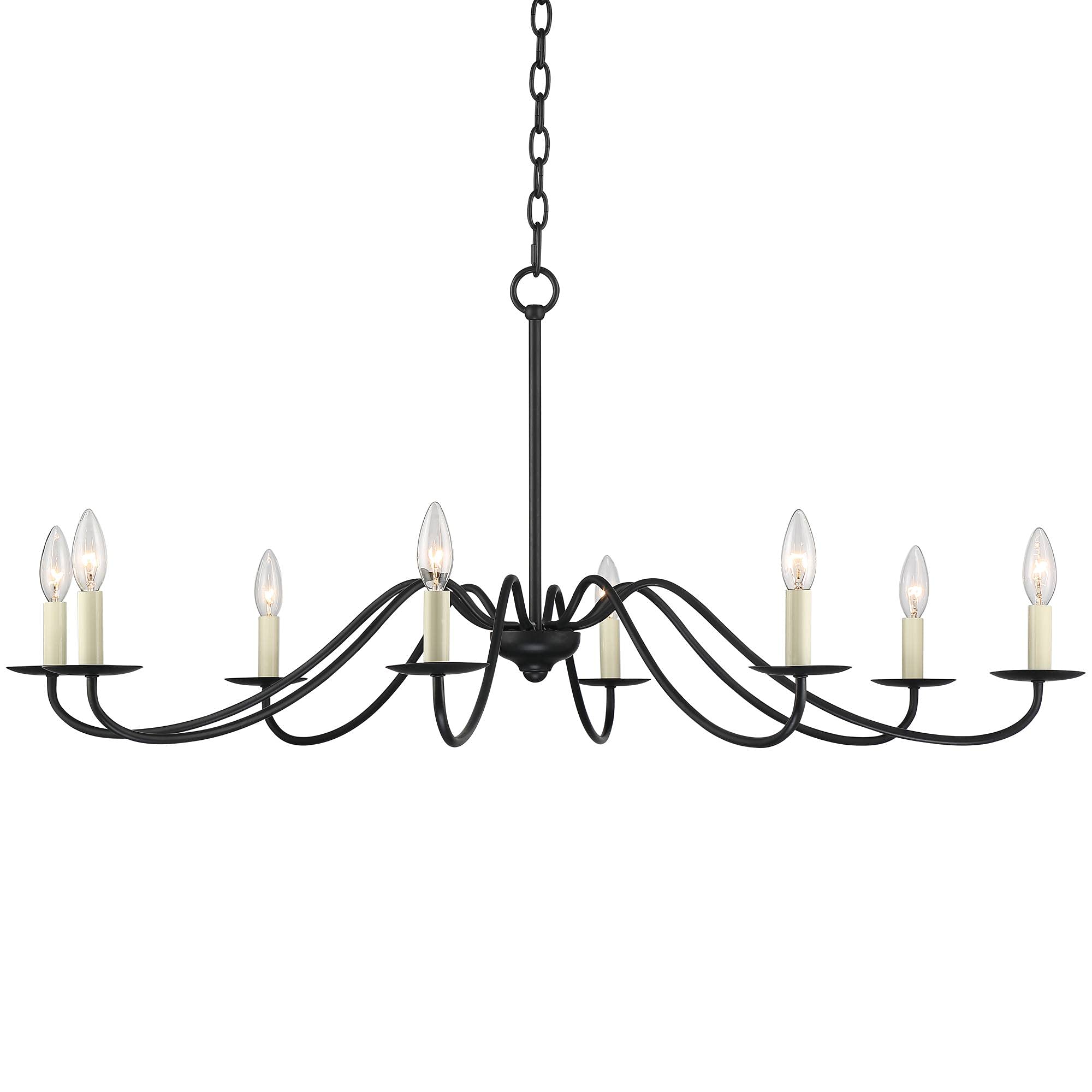 Franklin Iron Works 42" Black Hanging Chandelier - 8-Light Rustic Farmhouse Fixture for Dining Room, Foyer, Kitchen, High Ceilings