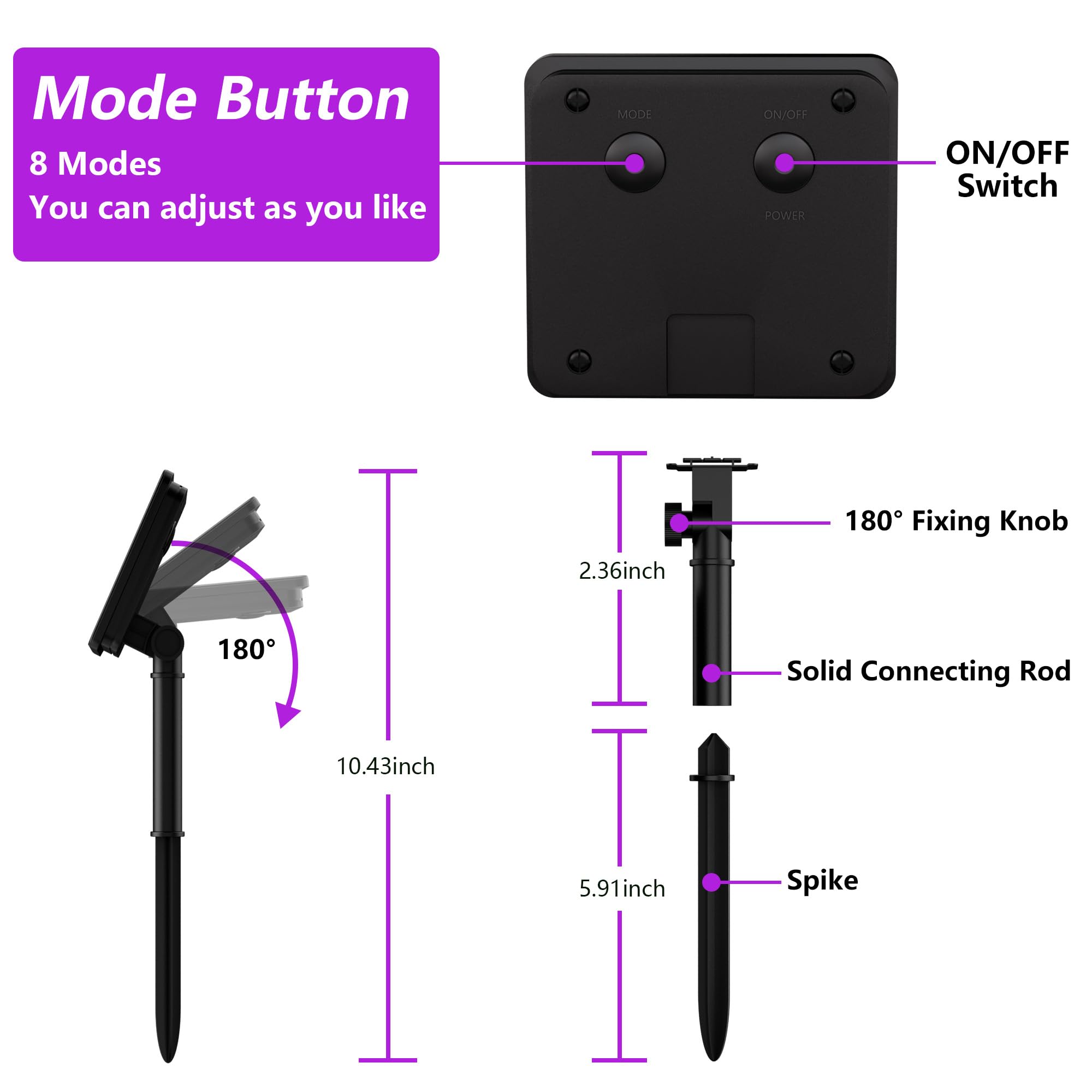 Selarlyt Solar Fairy Lights 200 LED, 8 Modes, Purple, Upgraded Oversize Lamp Beads, Outdoor String Lights