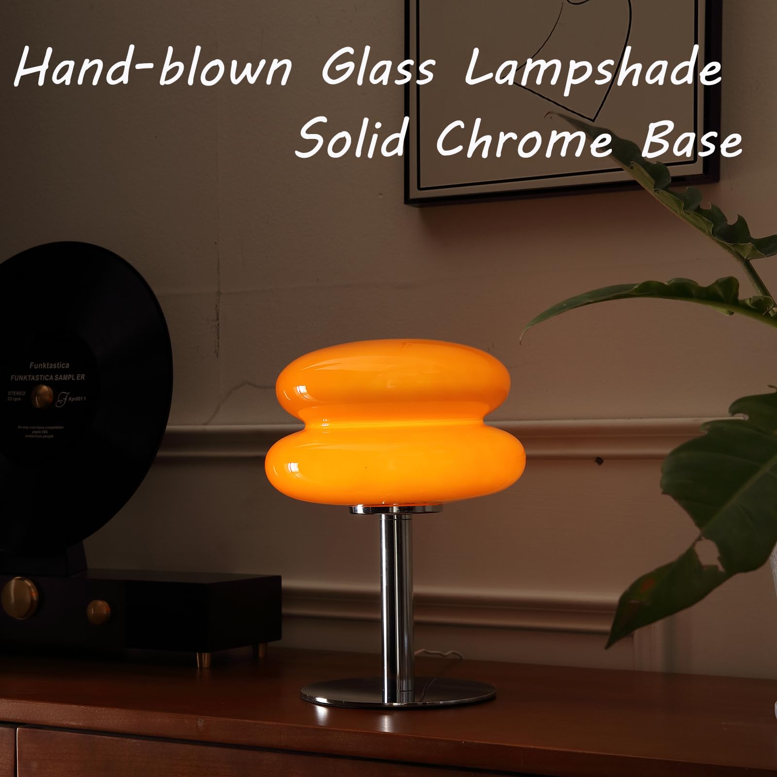 Glivpny Orange Mushroom Bedside Table Lamp,Mid Century Modern Lamp For Nightstand, Dimmable Retro Egg Tart Lamp, Cute Home Decor Lamp Aesthetic Lamp For Bedroom Living Room (Orange)