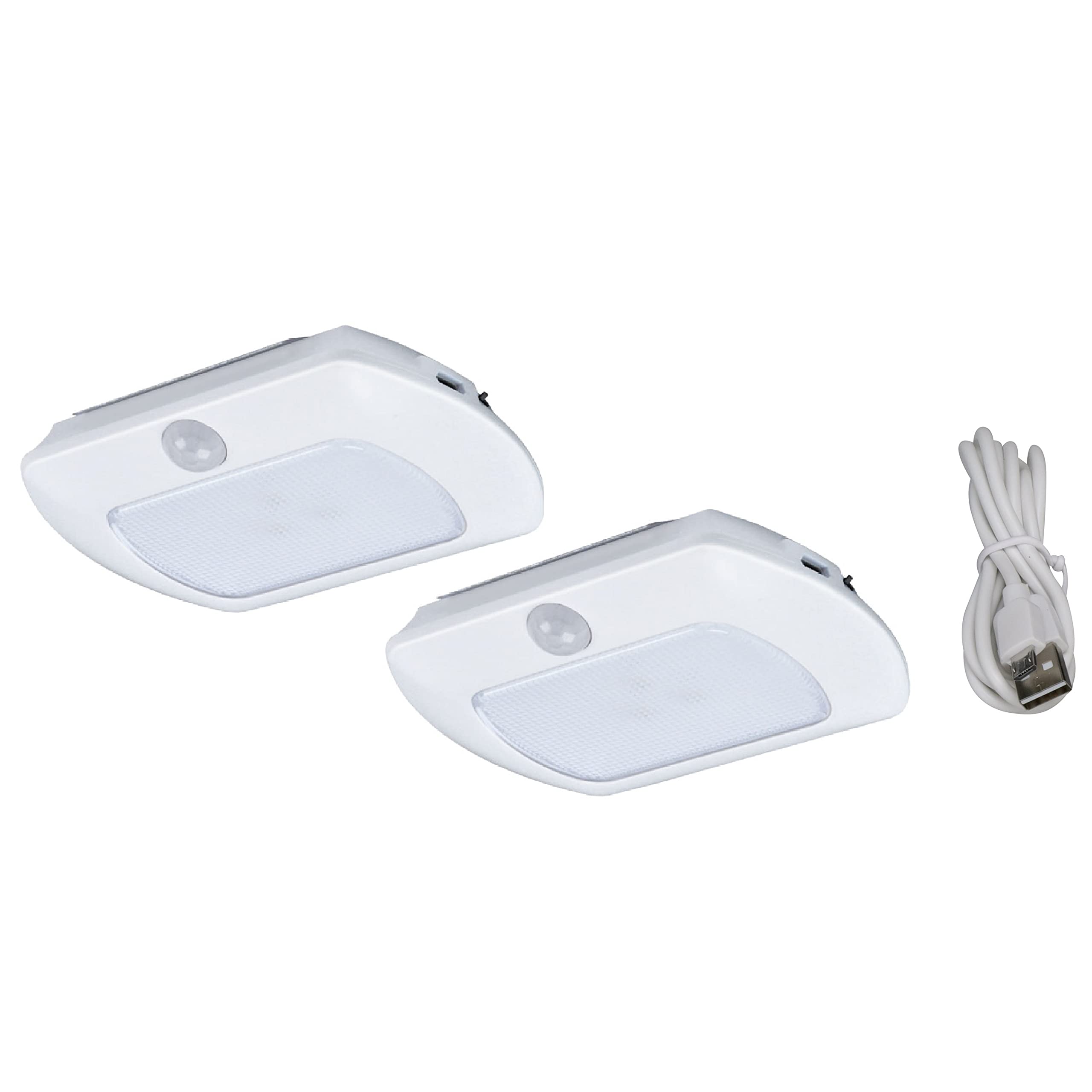 Good Earth Lighting LED Rechargeable Puck Light - 2-Pack, Motion Sensing, White, 4000K, 50 Lumens, USB Charging, Model RE1252-WHG-04