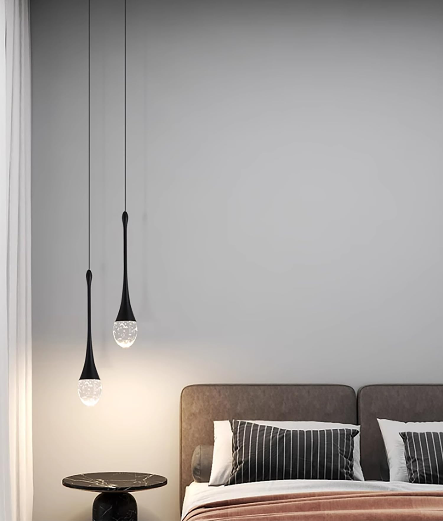 ykolupty 3-Pack Black Bubble Crystal Chandelier, Modern LED Dimmable, 3000-6000K, Model TPYP0022-3H