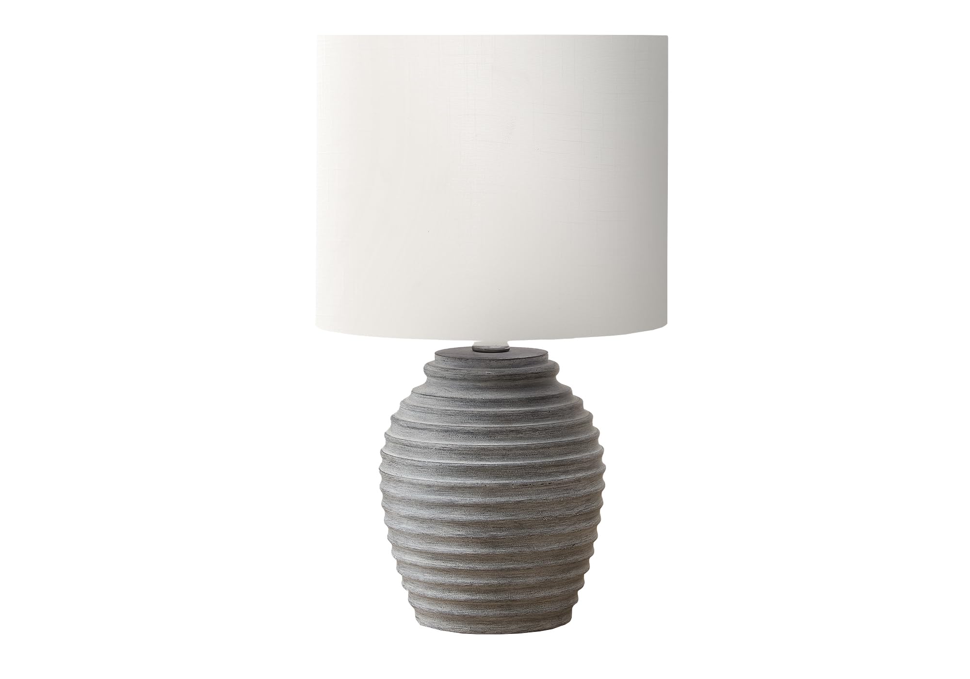 Monarch Specialties Table Lamp I 9864, 17inH, Grey Resin, Ivory/Cream Shade, Contemporary Design