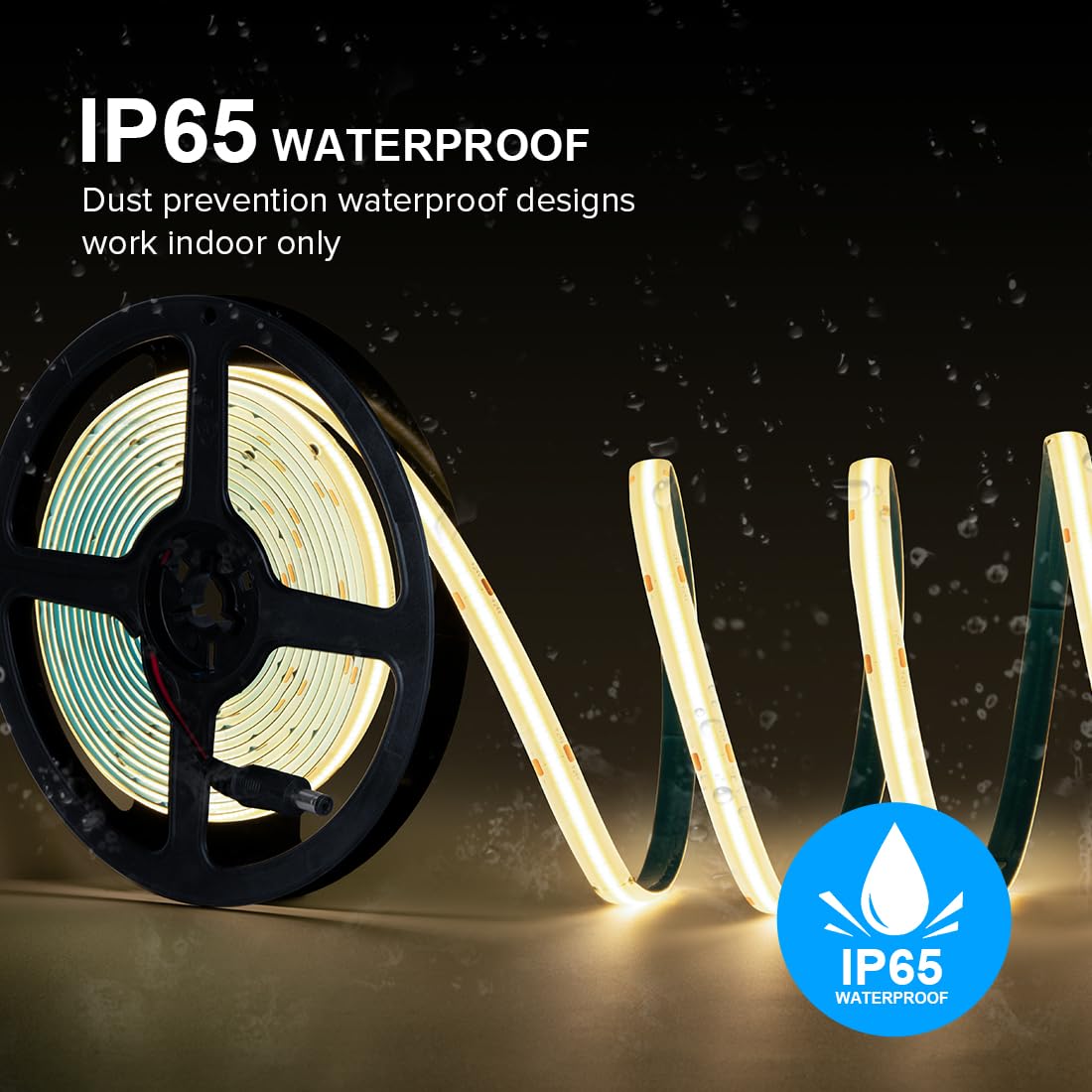 FCOB COB LED Strip 16.4FT IP65 Waterproof 4000K 480LEDs/m Dimmable Flexible Natural White