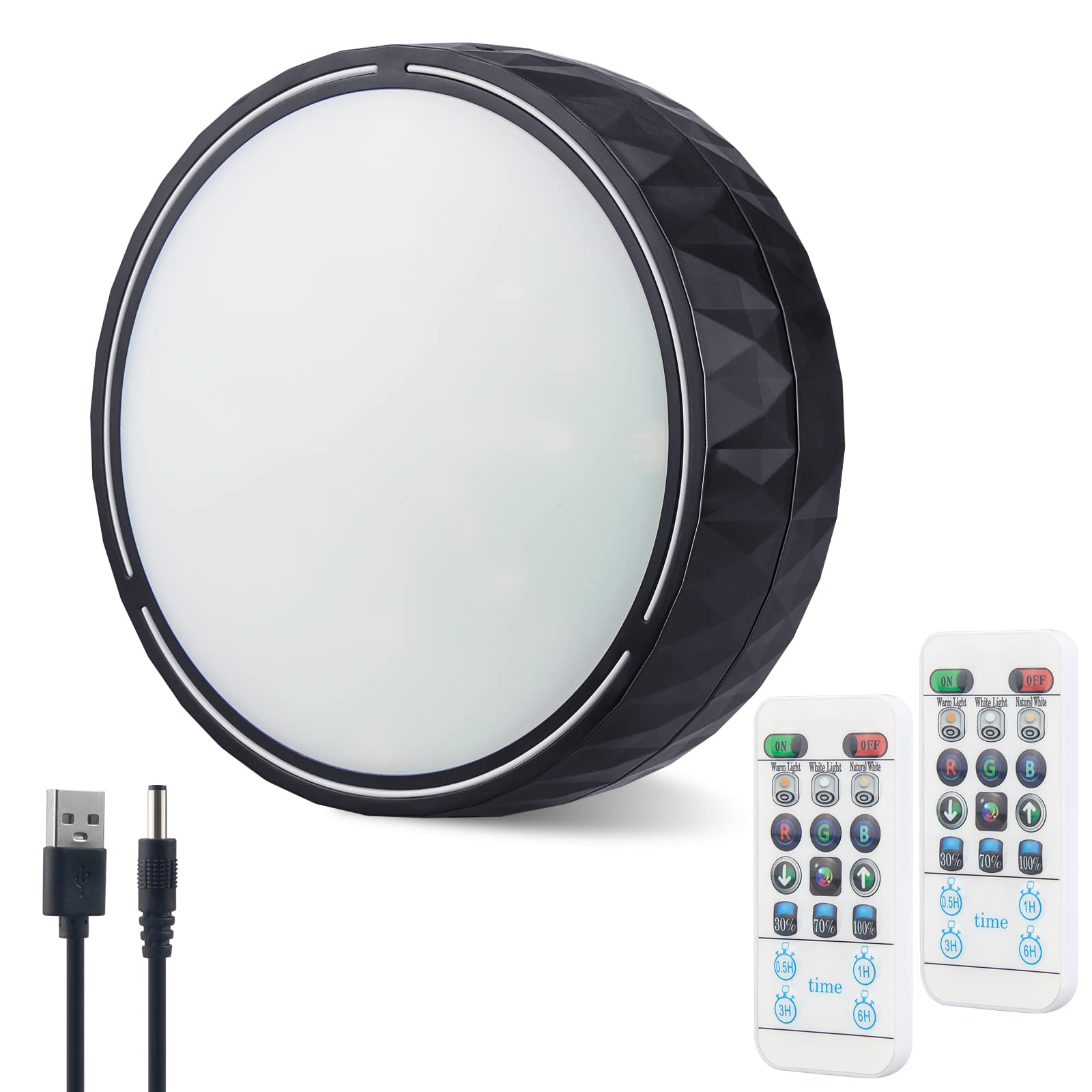 KANESIKI Battery Operated Ceiling Light, Wireless Shower Light with Timer, Color Changing Mood Lighting, Dimmable RGB Night Ligh
