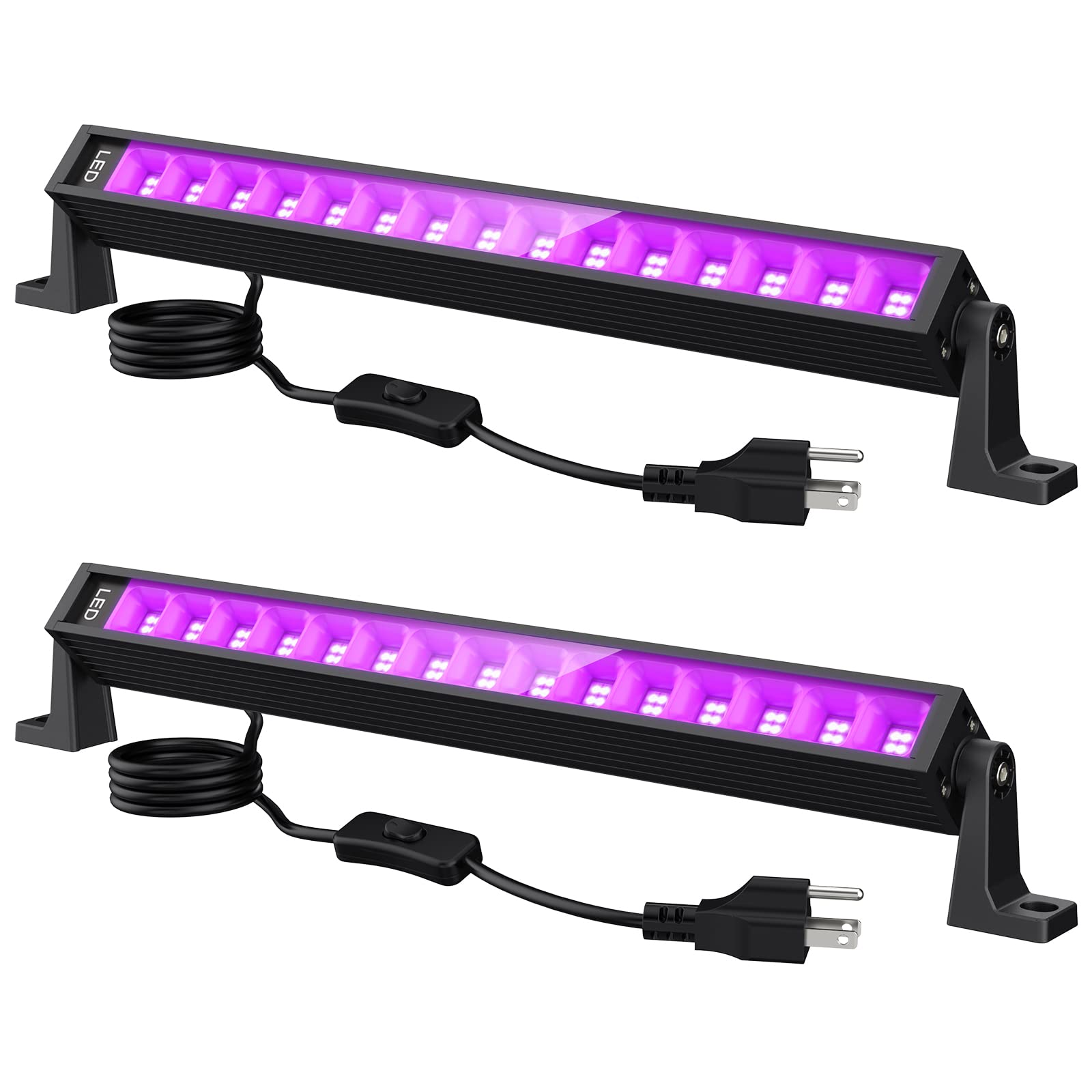 Lamvip 38W Led Black Light Bar, Blacklight Bars With Plug And Switch Light Up 22X22Ft Area For Glow Party Halloween Parties Bedroom Decorations Stage Lighting 2 Pack