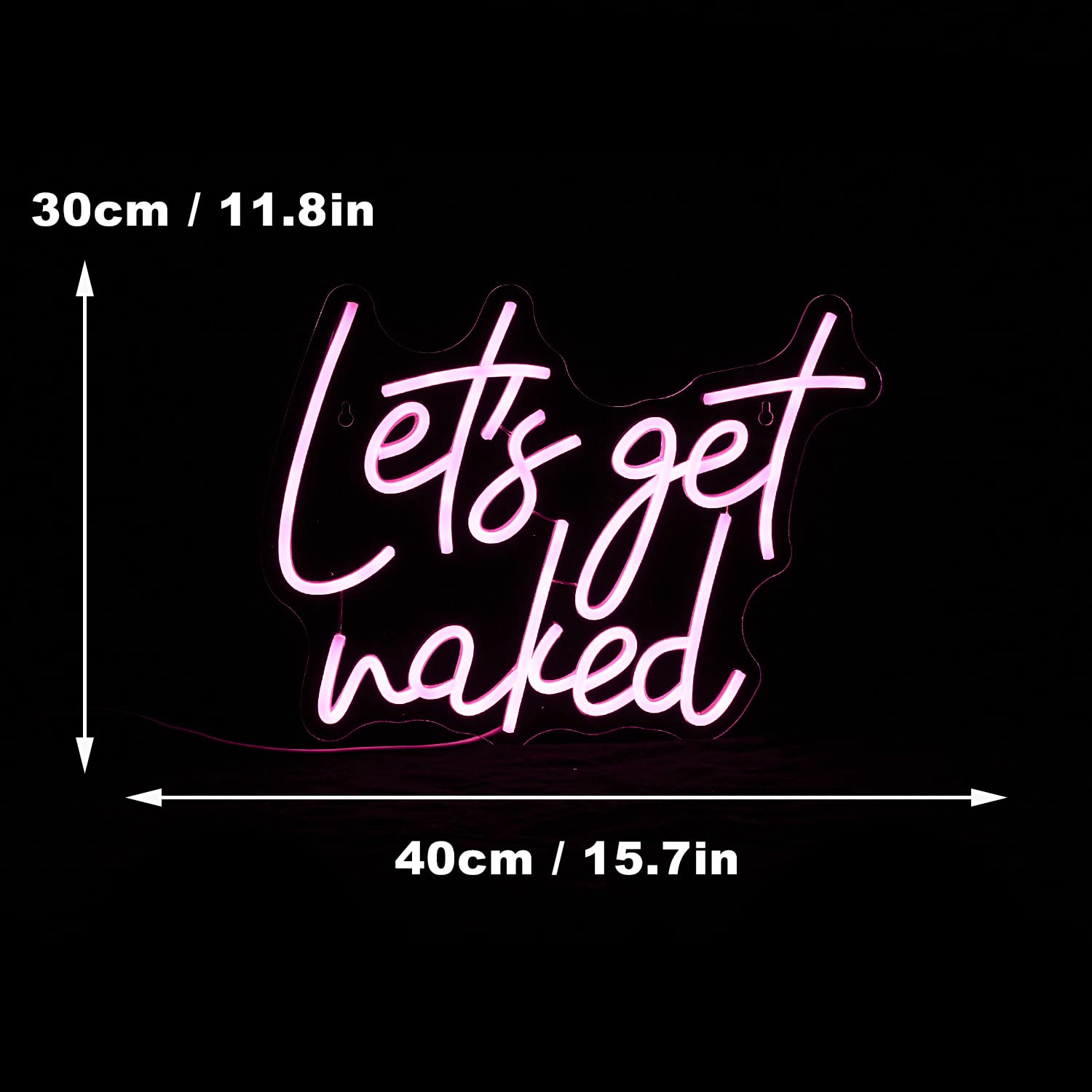 Alkkign Neon Sign Dimmable Pink LED Wall Light for Bedroom Decor, 15.7inx11.8in, Model: LETS GET NSKED