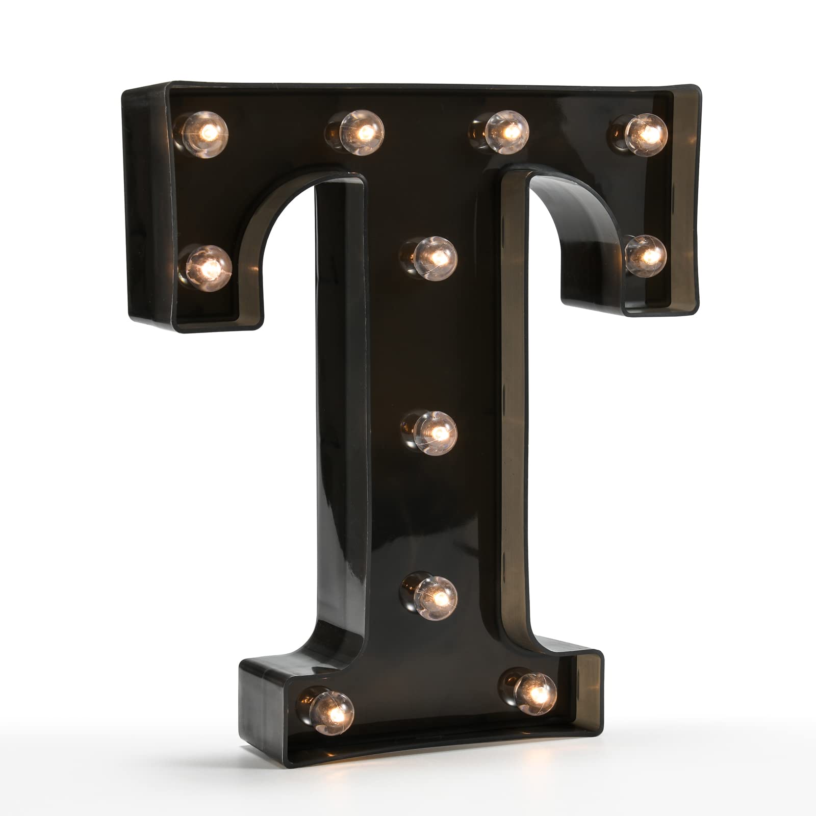 Oycbuzo Light Up Black Letter T - Led Marquee Sign For Home, Bar, Party & Wedding Decor