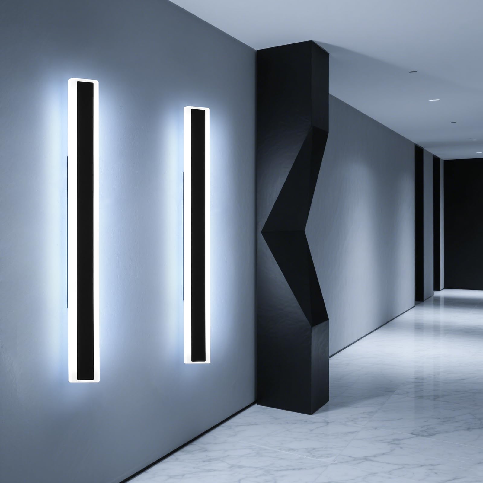 Mikeru 2Pack 70.8Inch Long Led Wall Light  6000K Cool White Modern Outdoor Wall Light Ip65 Waterproof Black Acrylic Porch Exterior Lighting Fixtures  Exterior Wall Mount Lights