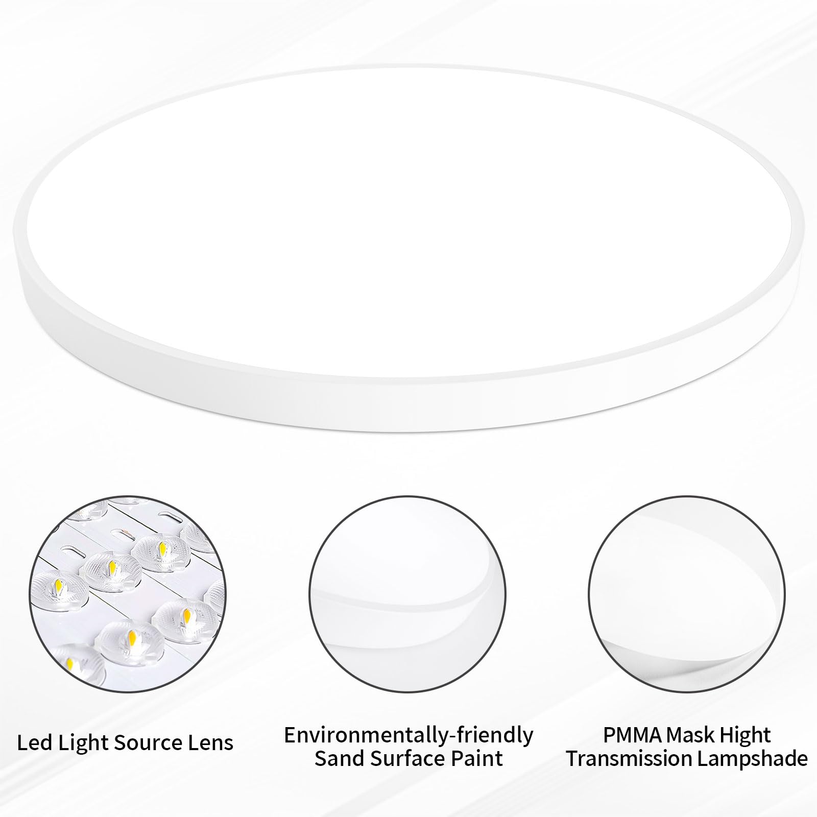 24 Inch Led Ceiling Light Fixture, Ultra Thin Flush Mount, Dimmable With Remote Control, 3000K-6500K Color Adjustable, 48W, 4800