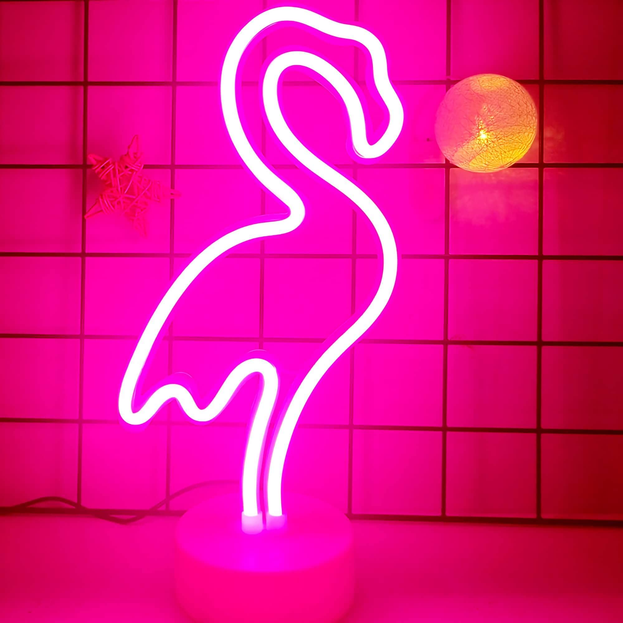 VIFULIN Neon Flamingo Light Flamingo Lamp Neon Sign Lights, Christmas Pink Flamingo Gifts for Kids Girls and Women, USB/Battery