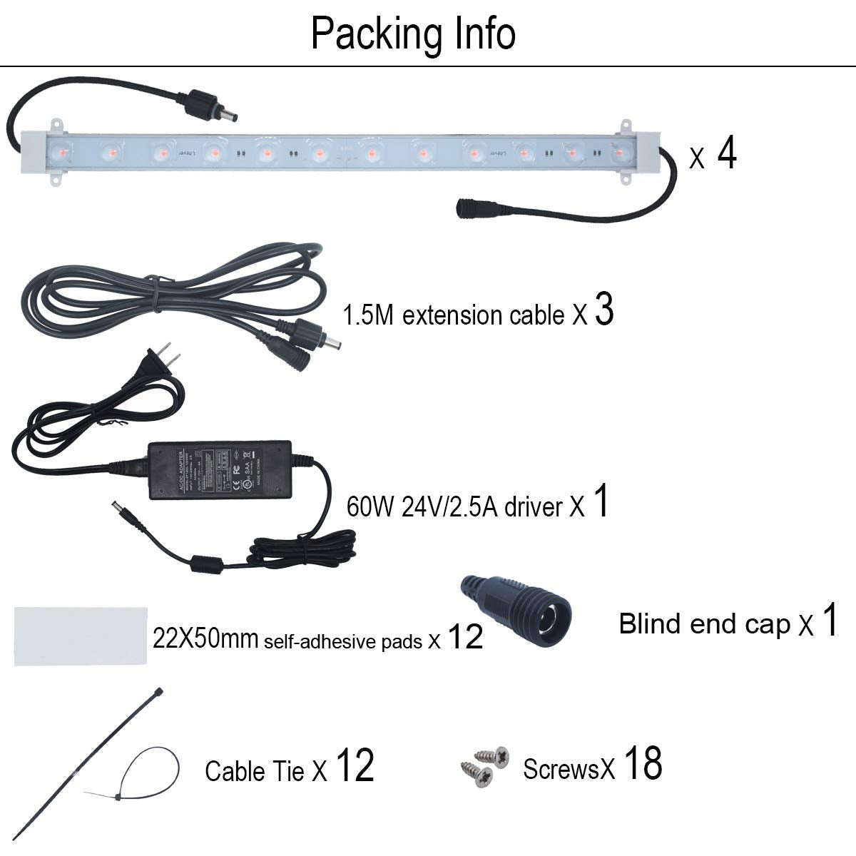 Litever Grow Light Strip Kit 45W - 4x16" LED Strips, Aluminum, Small, Ideal for Indoor Growing, Greenhouse & Grow Shelf