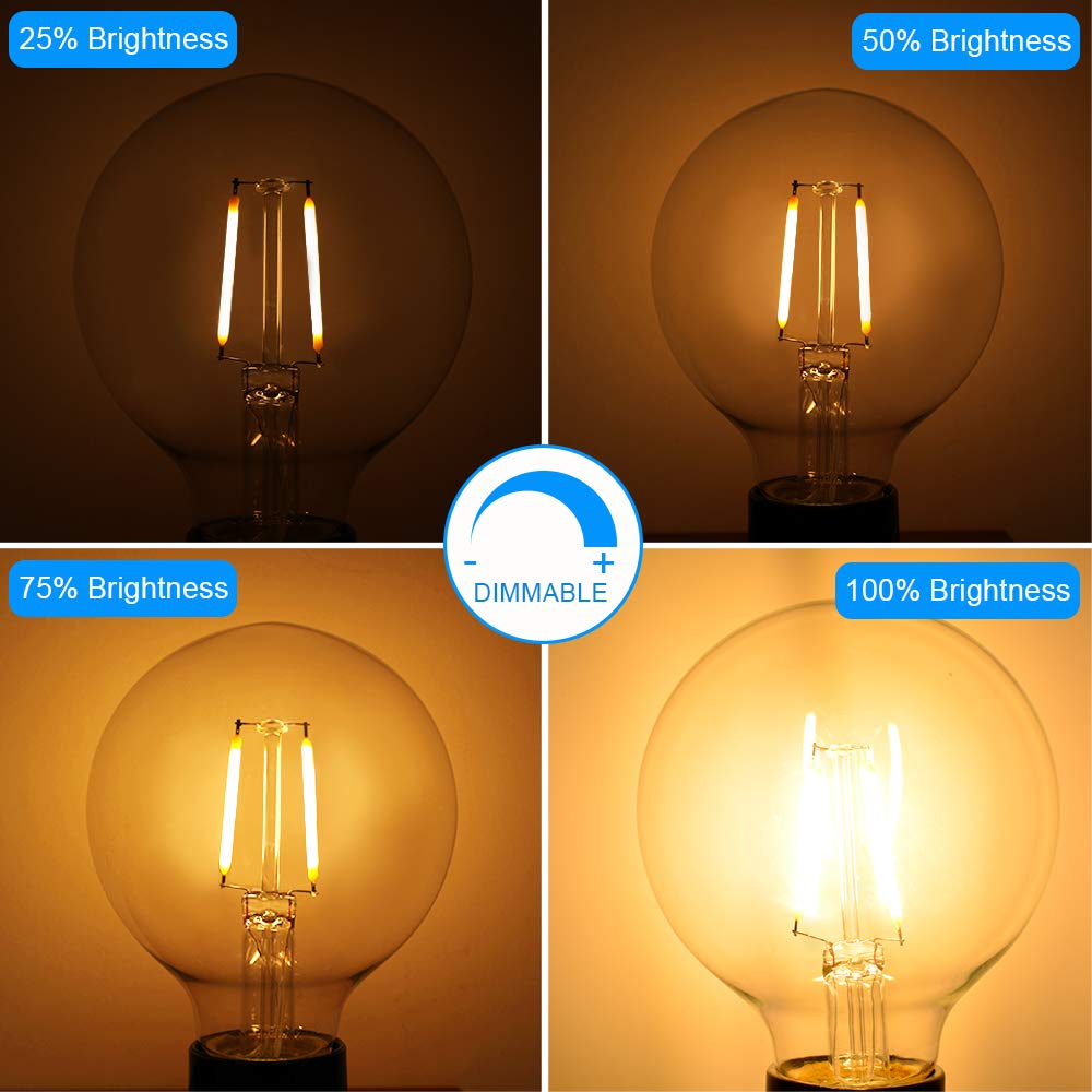 Energetic Lighting Dimmable Globe LED Light Bulb 40W Equivalent 350 Lumens 2700K Soft White 12-Pack Glass E26 Base UL Listed