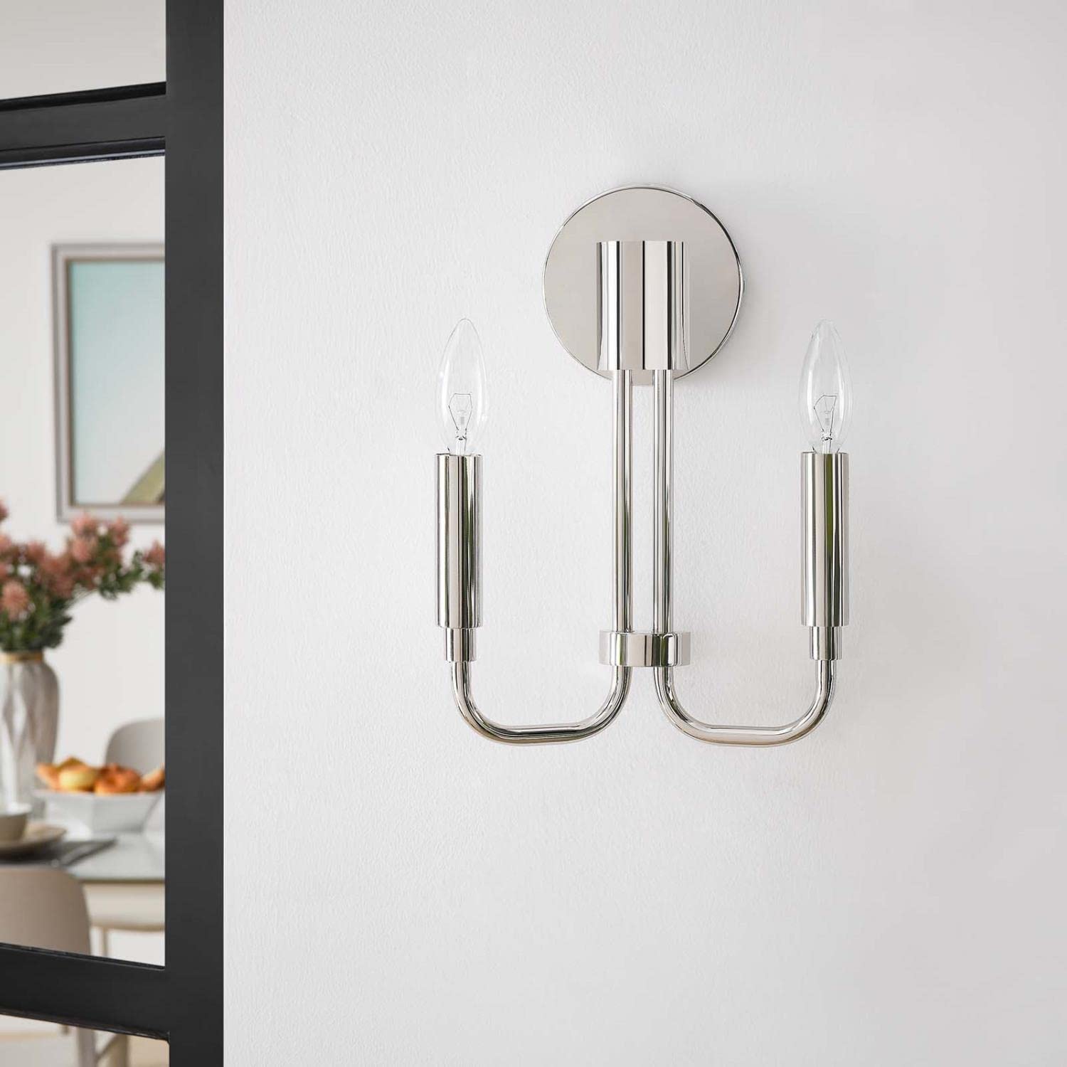 Modway Rekindle 2-Light Wall Sconce in Polished Nickel