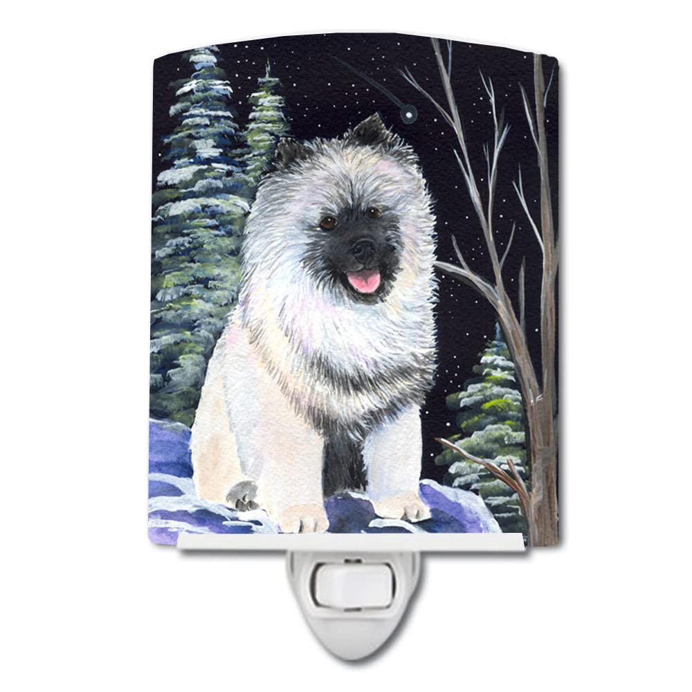 Carolines Treasures Ceramic Night Light, Starry Night Keeshond, UL-Certified, 6x4x3in, Multicolor, Model SS8404CNL