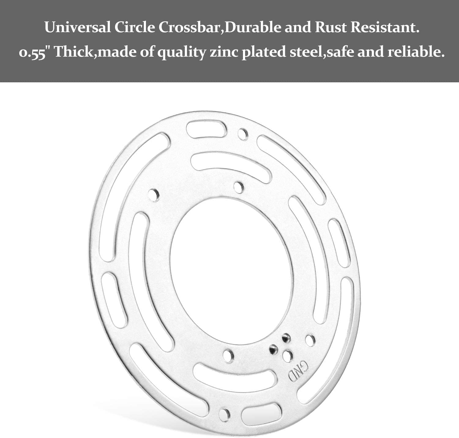 Armiika 2 Pack Universal Light Fixture Mounting Bracket, 4" Steel Round Crossbar, Silver, Model BGB-S-01
