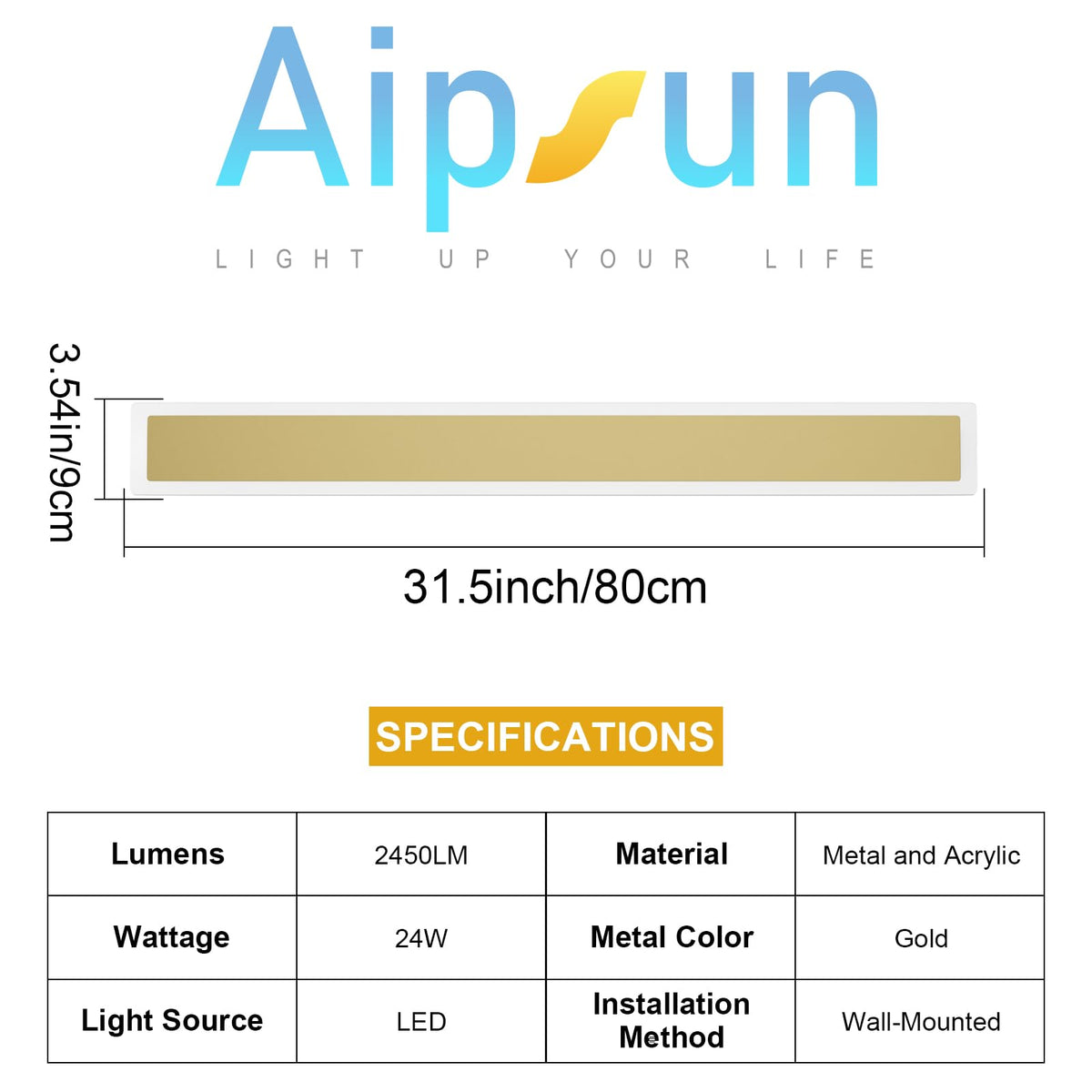 Aipsun Outdoor Wall Sconce 30W LED Gold Modern Porch Light Fixture 39 ...