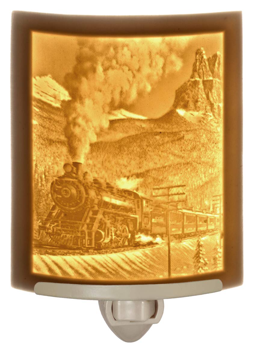 Steam Train Night Light, Porcelain Lithophane Bythe Porcelain Garden, Decorative Wall Plug In For Nursery, Bedroom Kitchen, Bath