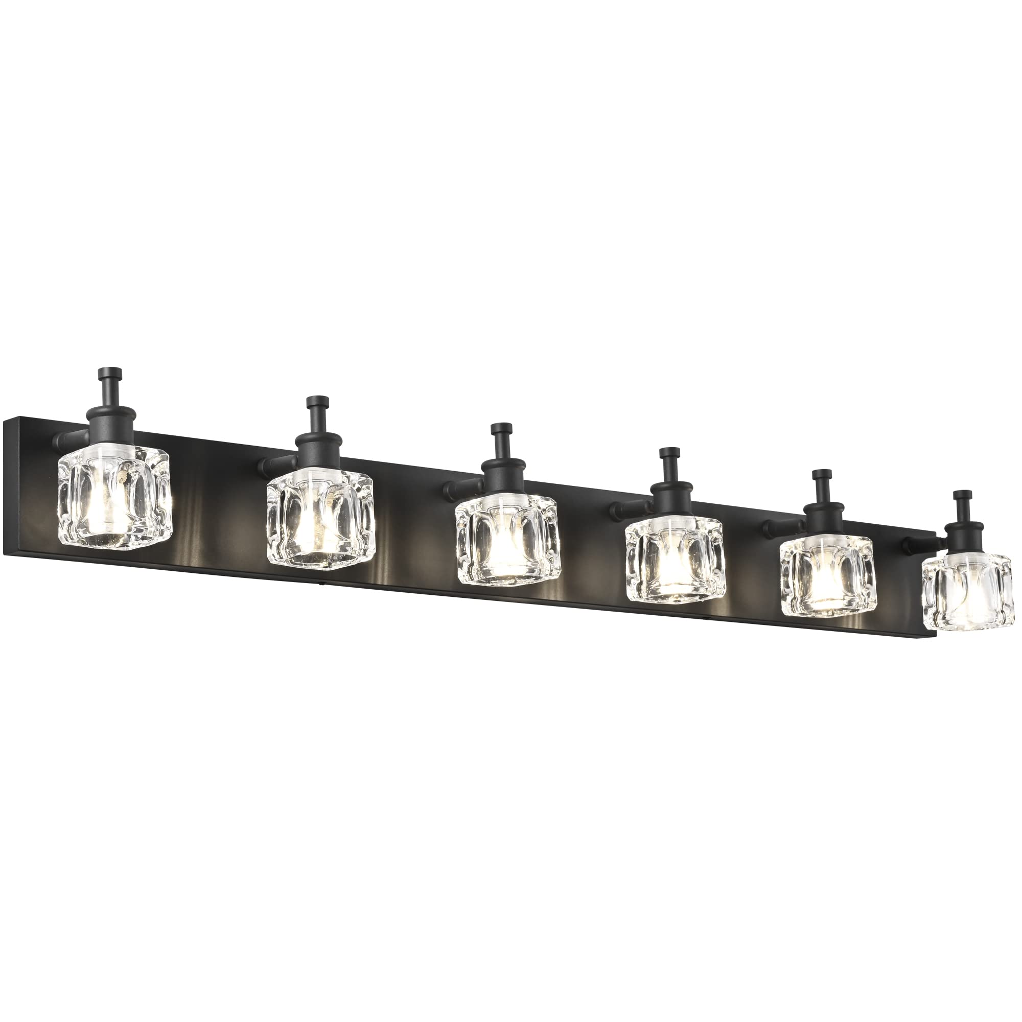 PRESDE Modern Crystal Black Vanity Light Fixture - 6 Lights, Metal Matt Black, Model ae9187d0-ba87-470b-b7ca-ba41ca19c82b