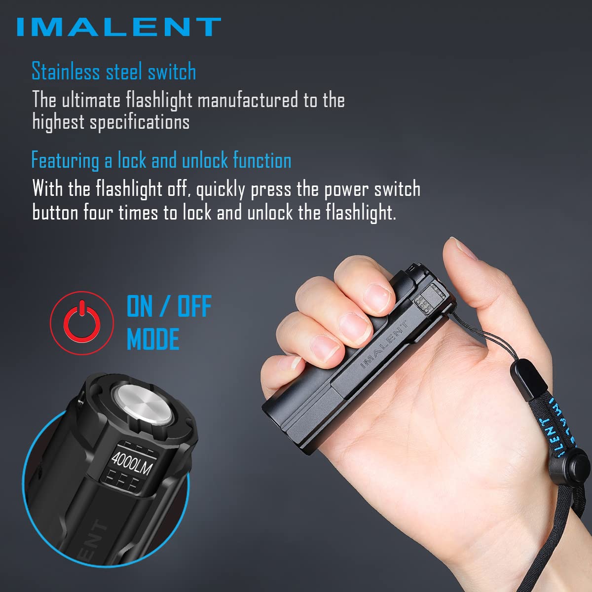 IMALENT LD70 EDC Flashlight Led Rechargeable Torch, Powerful Flashlight 4000 Lumens with CREE XHP70.2 LED, Super Bright Handligh