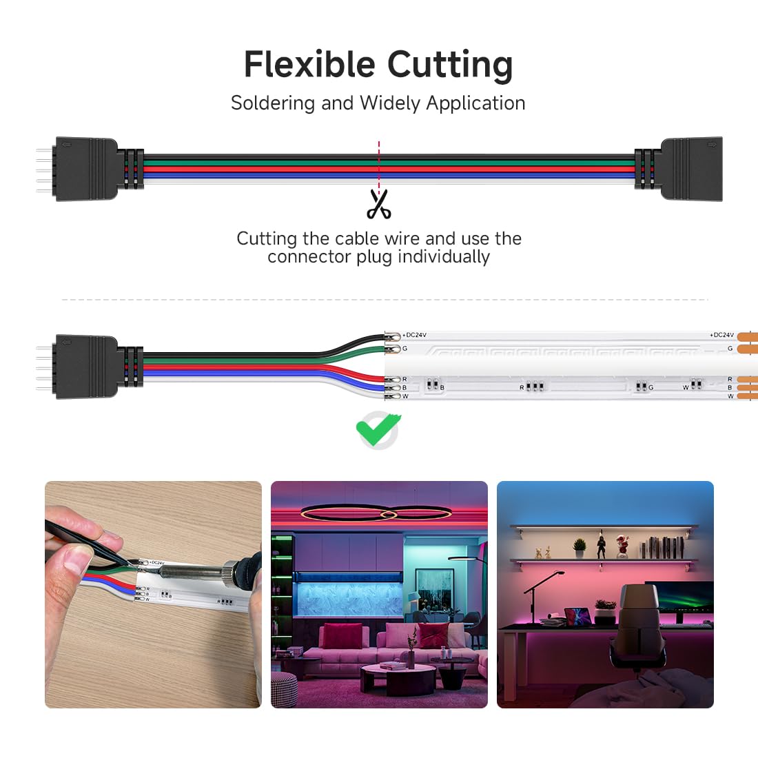Btf-Lighting 5 Pack 22Awg 5 Pin Jst Male To Female Plug Led Connector 3.28Ft/1M Extension Cable For Fcob Smd Rgbw Led Strip Lights Solderless Controller Wire