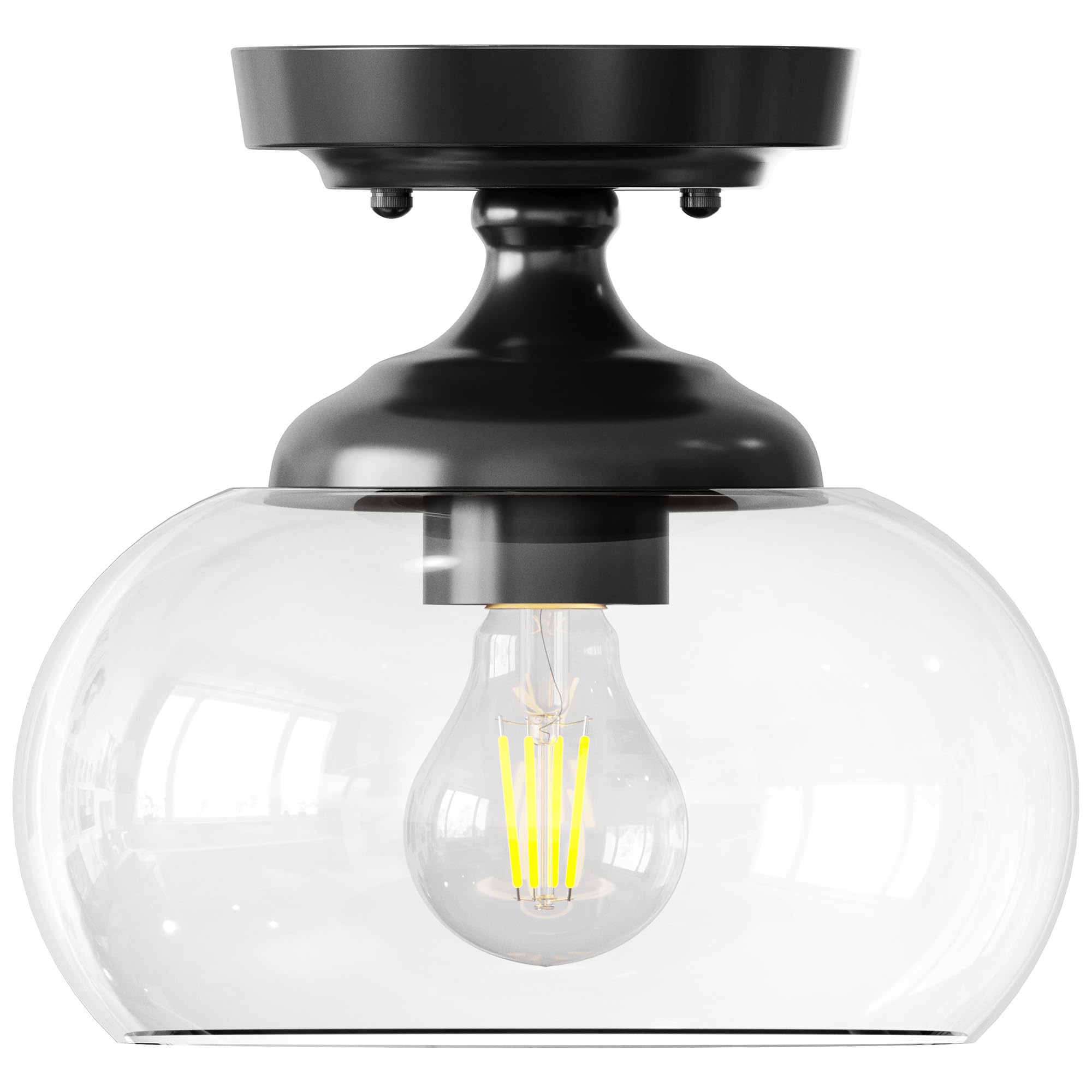 VONLUCE Semi Flush Mount Ceiling Light, 8.3'' Ceiling Light Fixture with Clear Glass Shade, Ceramic E26 Base, Industrial Ceiling