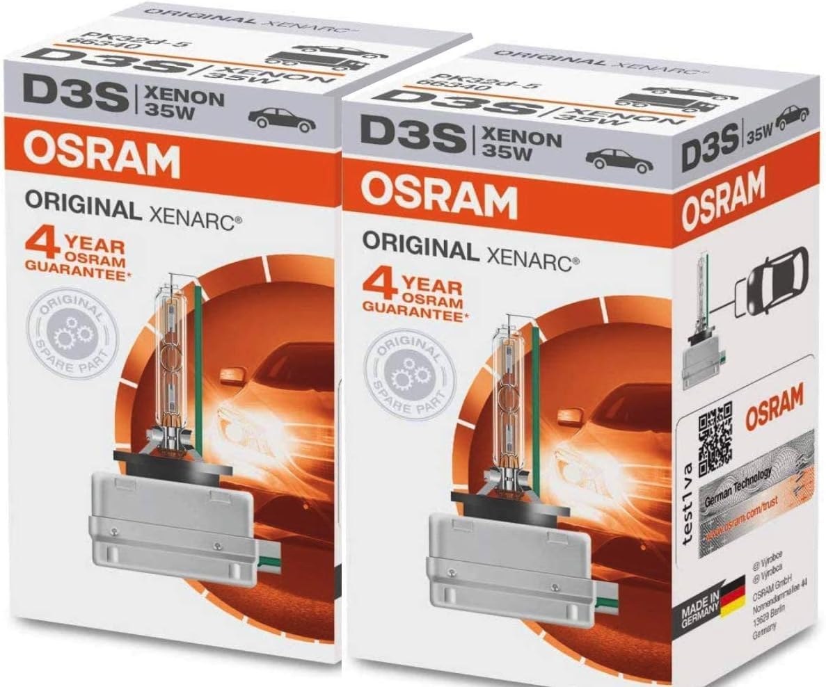 OSRAM Xenarc HID Xenon Light Bulb 35W D3S 4600K PK32D-5 (2 Pack) Silver
