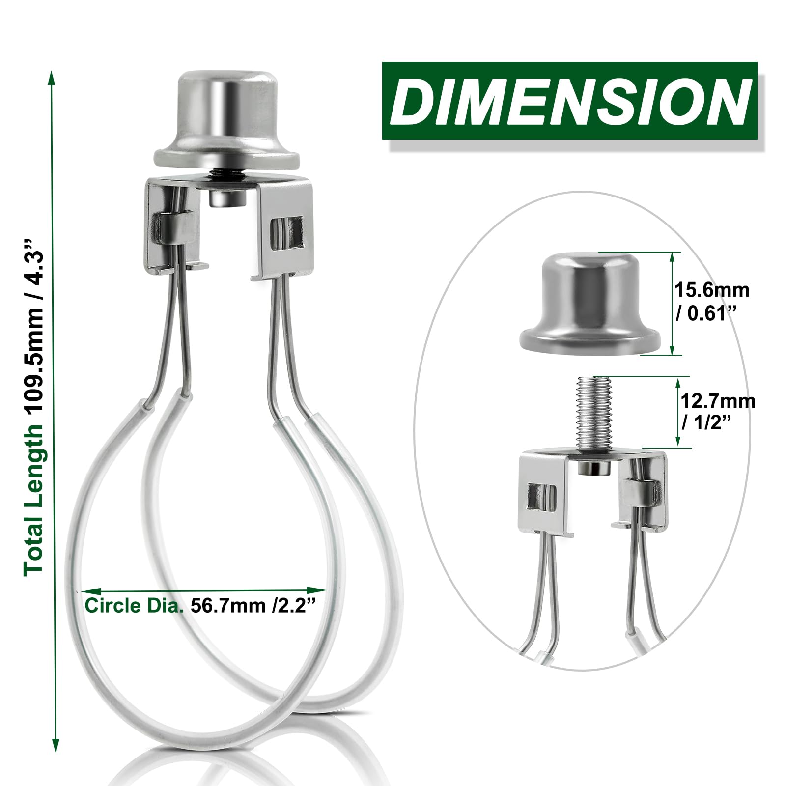 EMNOOTI Lamp Shade Clip Adapter with Finial & Levellers, Nickel Color, 2PCS, Model SL-VG106, Metal Material