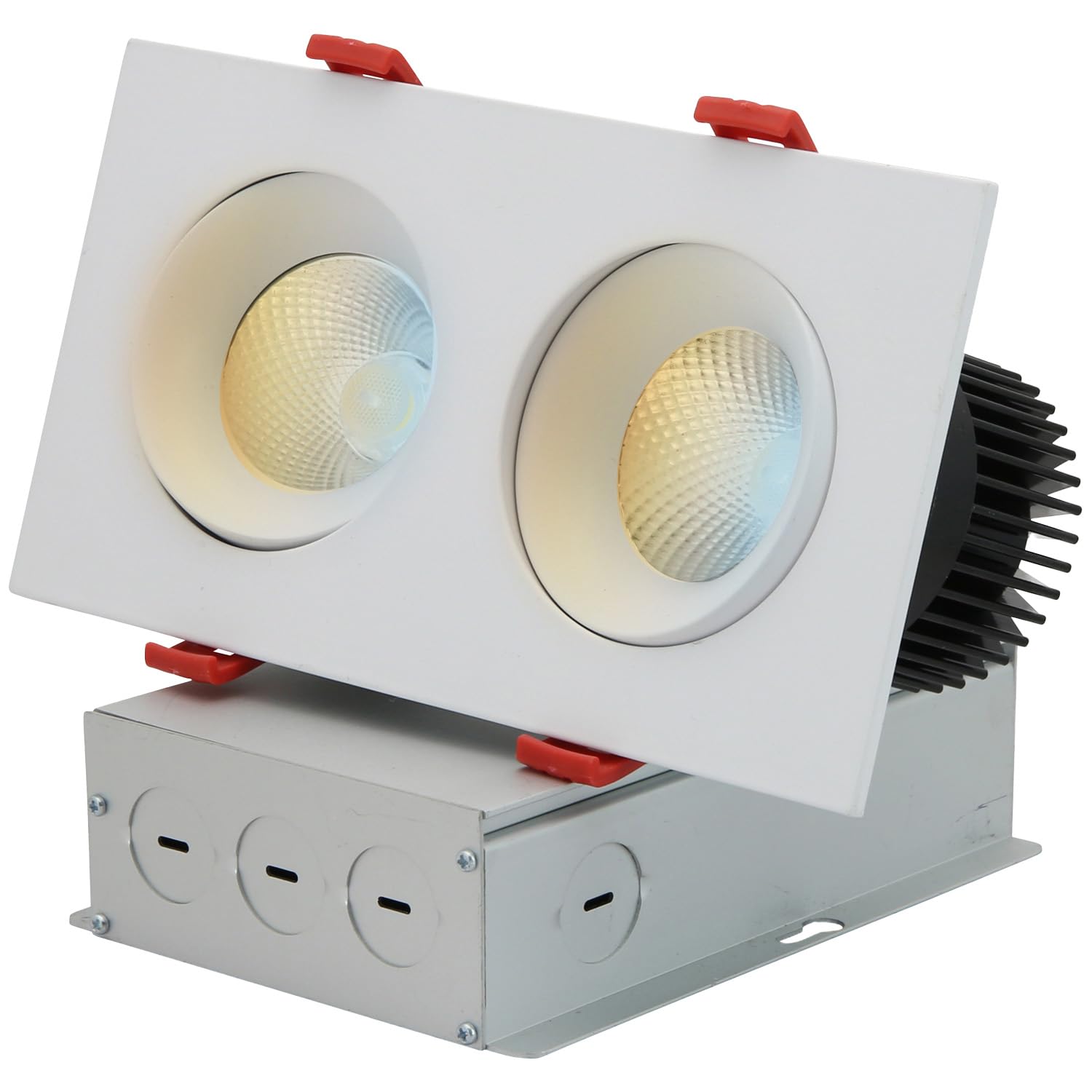 Sunlite 3.5    LED Two Head Gimbal Regressed Downlight Fixture, 24W, 1540 Lmns, Canless, CCT Switch 27K/30K/35K/40K/50K, 90 CRI,