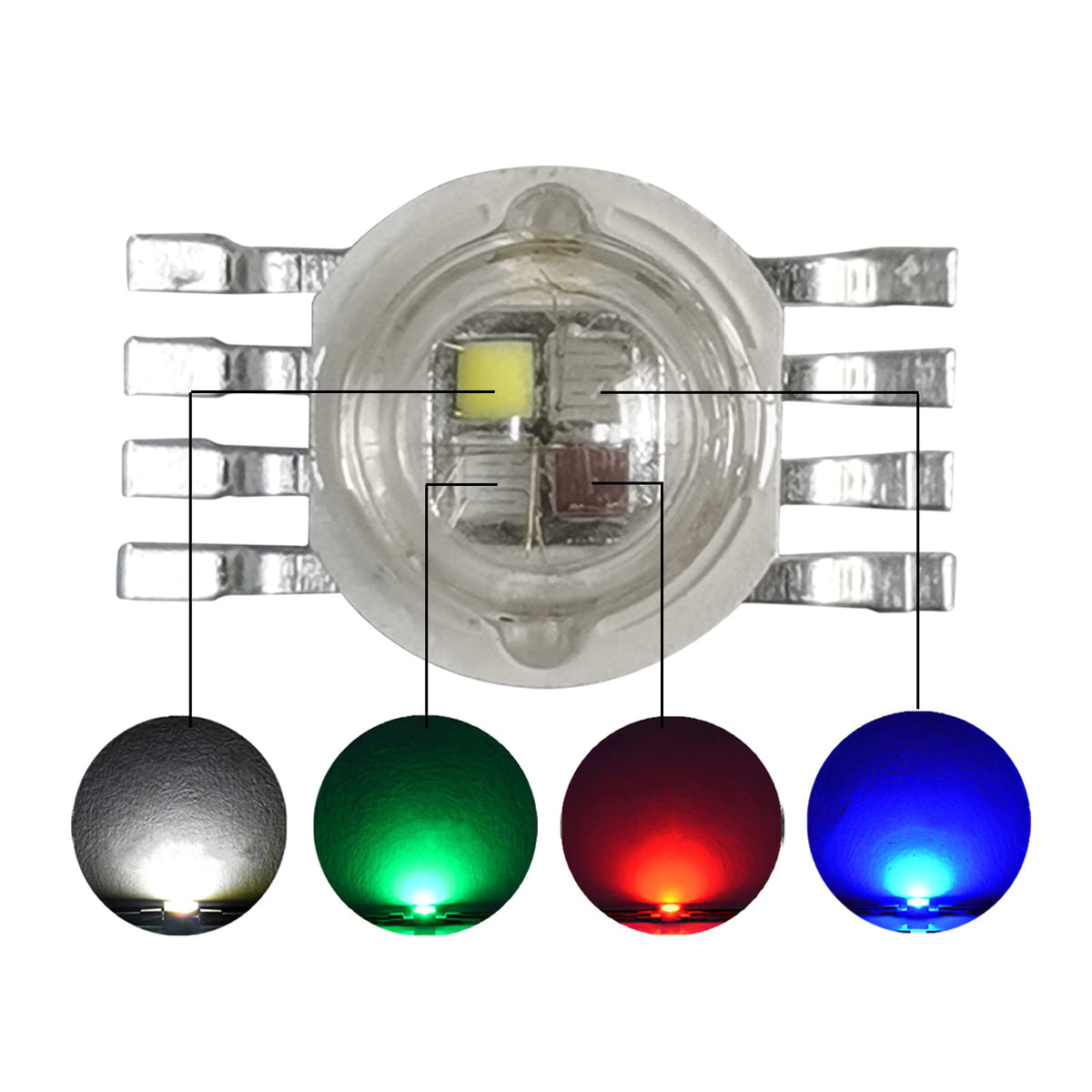 (Pack Of 20) 12W Rgbw 4In1 Led Beads, Led Chip Lamp Bulb For Led Stage Lights