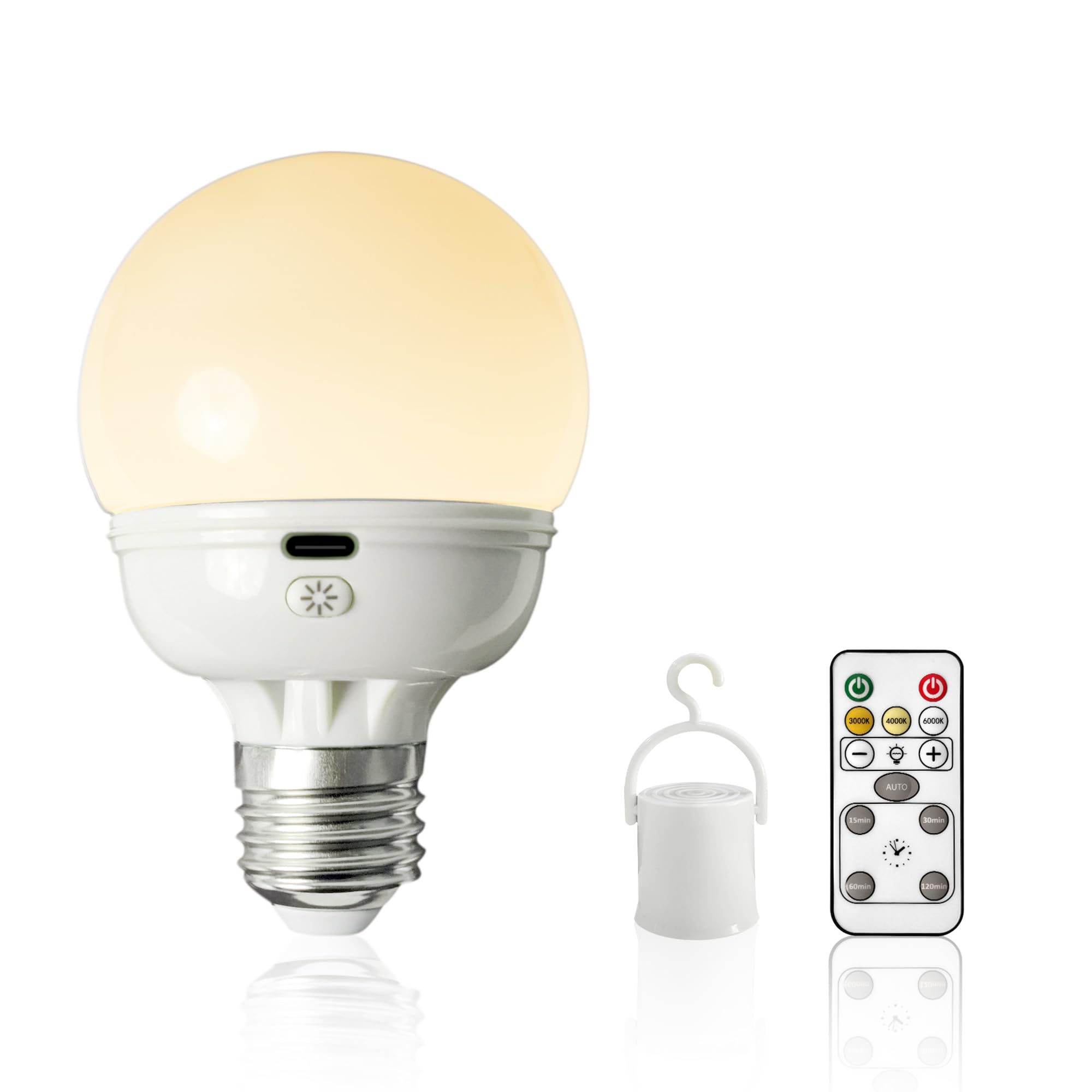 Loczar Rechargeable Led Light Bulb With Remote, Warm White, Dimmable For Power Outages, 1 Bulb