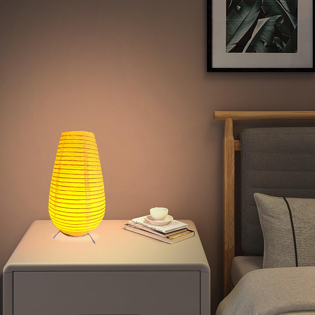 Fosinz Battery Operated Lamp Bedside Table Lamp Paper And Chrome Standing Lamp Room Decoration Festival Lantern Light Nightstand