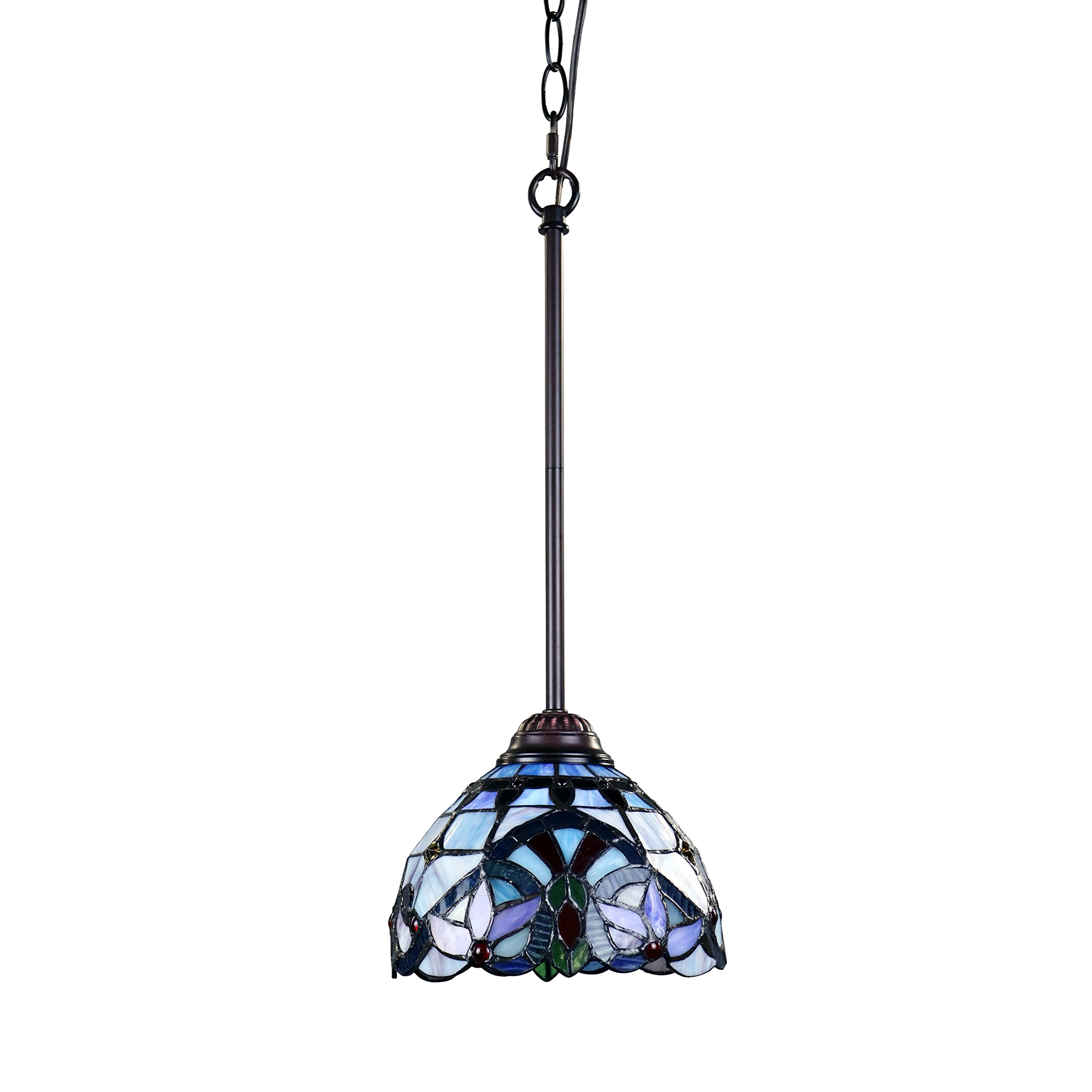 Chloe Lighting Mini Pendant, Victorian-Style, Dark Bronze, 1 Light, 8in Wide, Glass