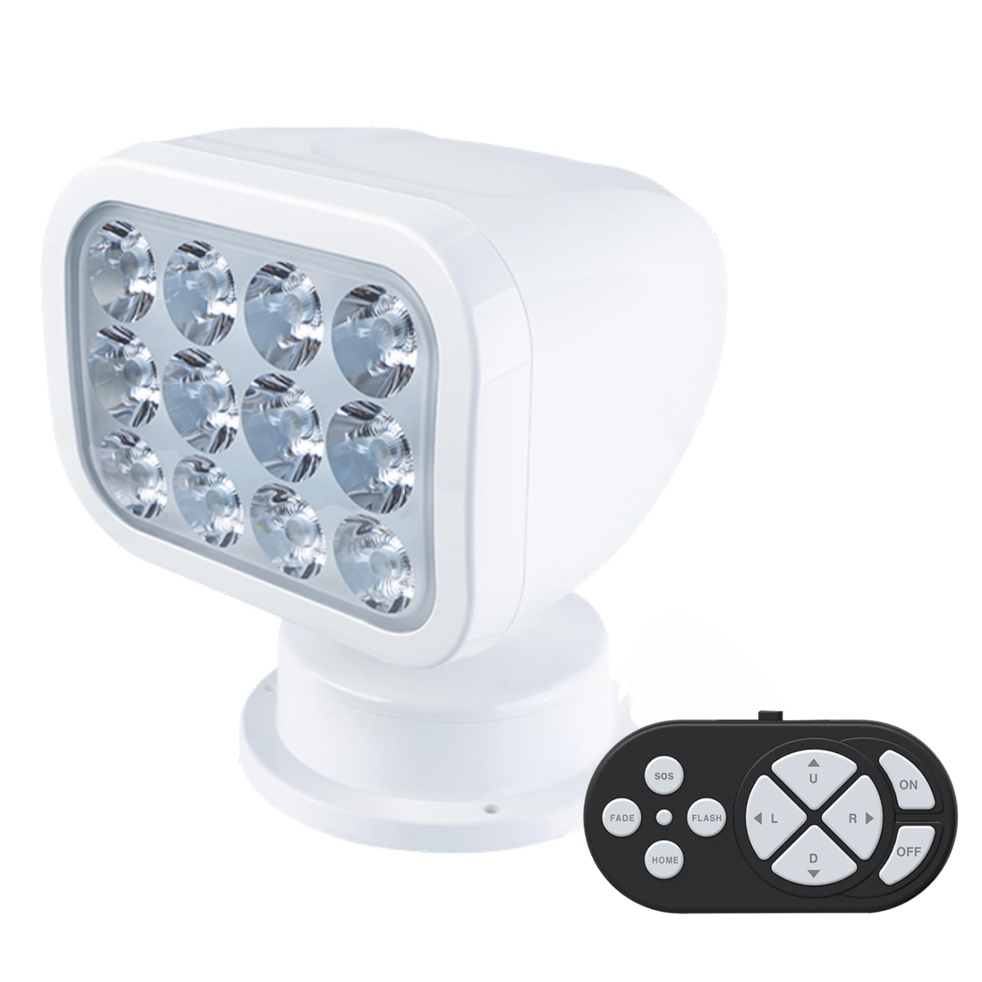 SEAFLO 360° Rotating Remote Control LED Searchlight, 10-30V, IP66 Waterproof, Wireless Remote, White Light 5500K, Model SFSL-2700W