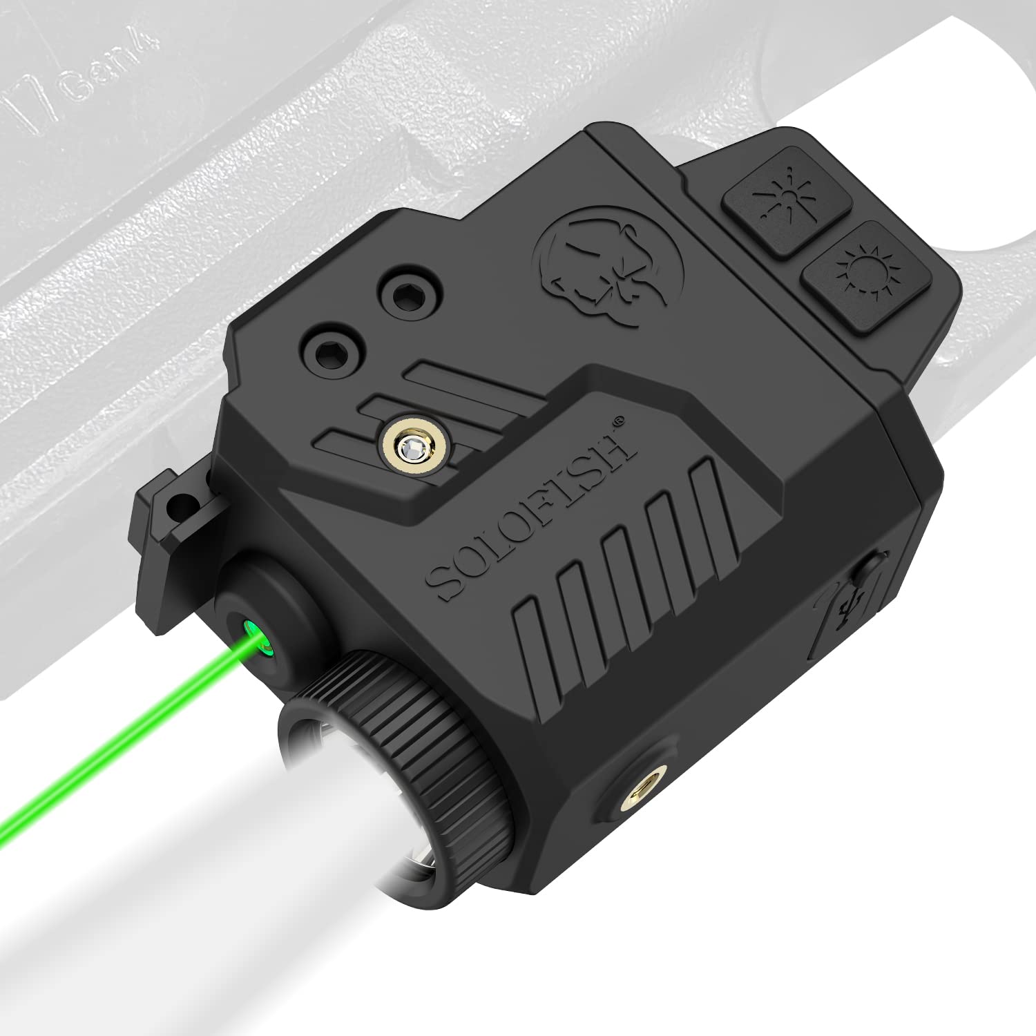 Solofish 700 Lumens Handheld Toy Light Laser Combo  Strobe & Memory Function for Green/Red/Blue Laser and Tactical Light with Slidable Rail Fits Full Size & Compact Launchers w/Rail