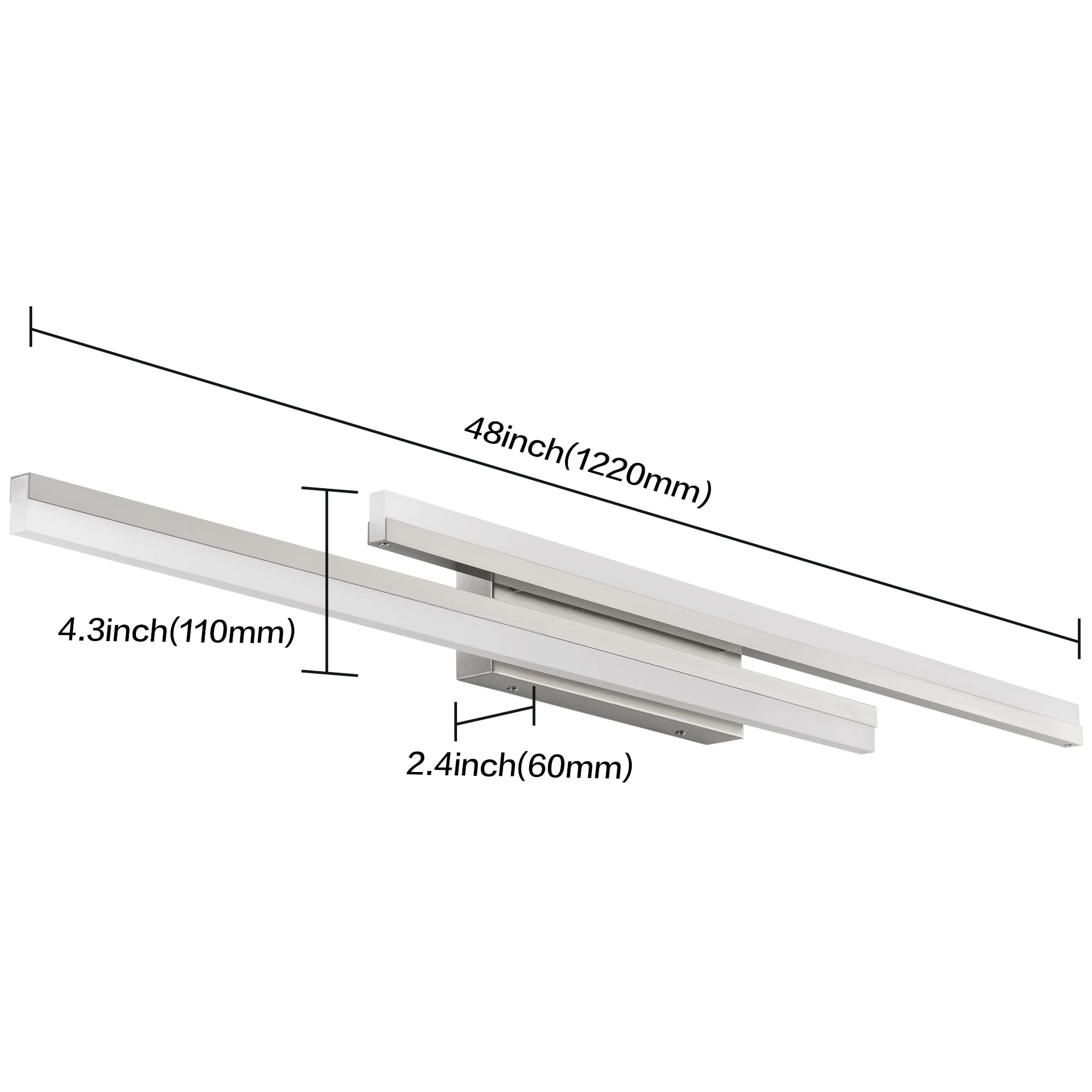 PRESDE Bathroom Light Fixture Over Mirror Brushed Nickel 48inch LED Dimmable 3CCT Metal Vanity Lighting