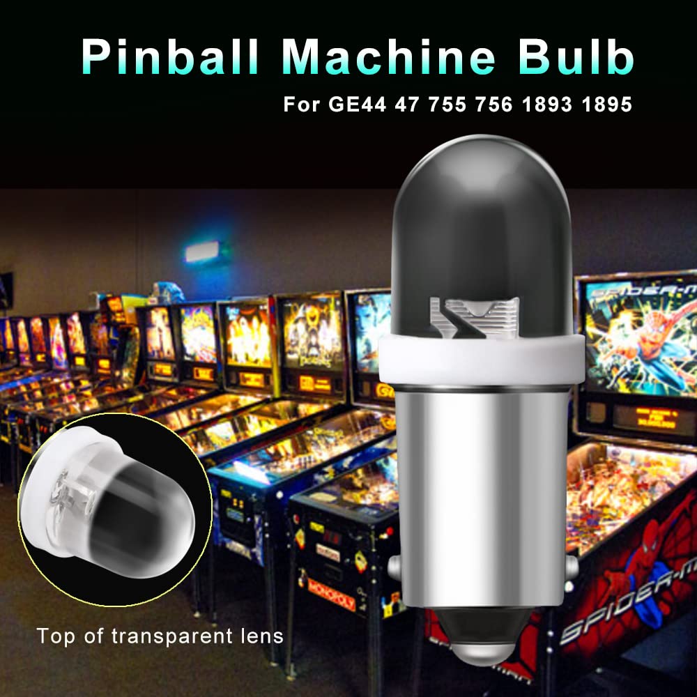 Keiurot 755 Bulb for Pinball Machines, Warm White LED, 20 Count Pack, DC 6.3V, Durable ABS Material