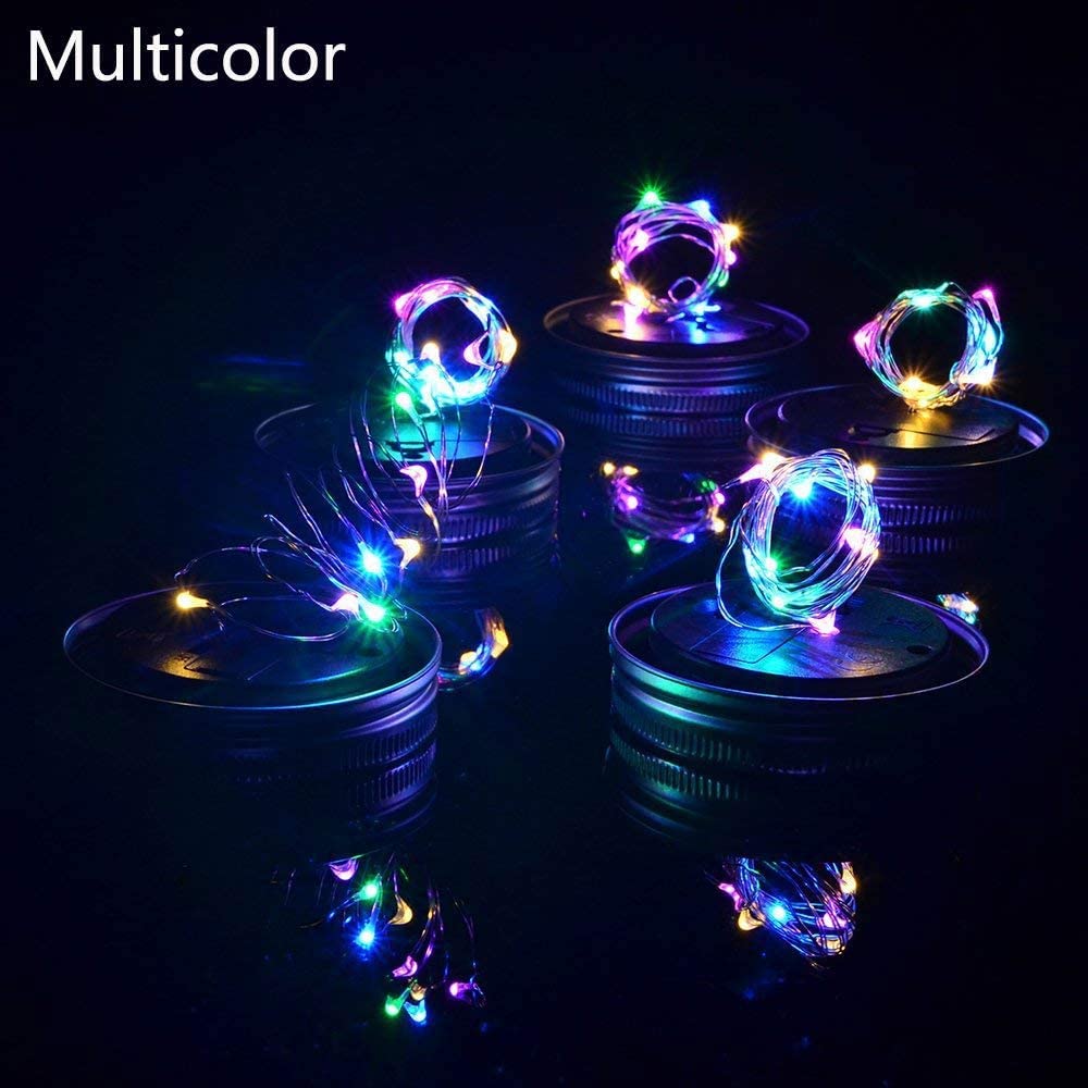 Yeuago 8 Pack Solar Outdoor Fairy Star Firefly Jar Lids Lights,Solar Fairy String Lids Lights(No Jars),Waterproof Lantern Mason