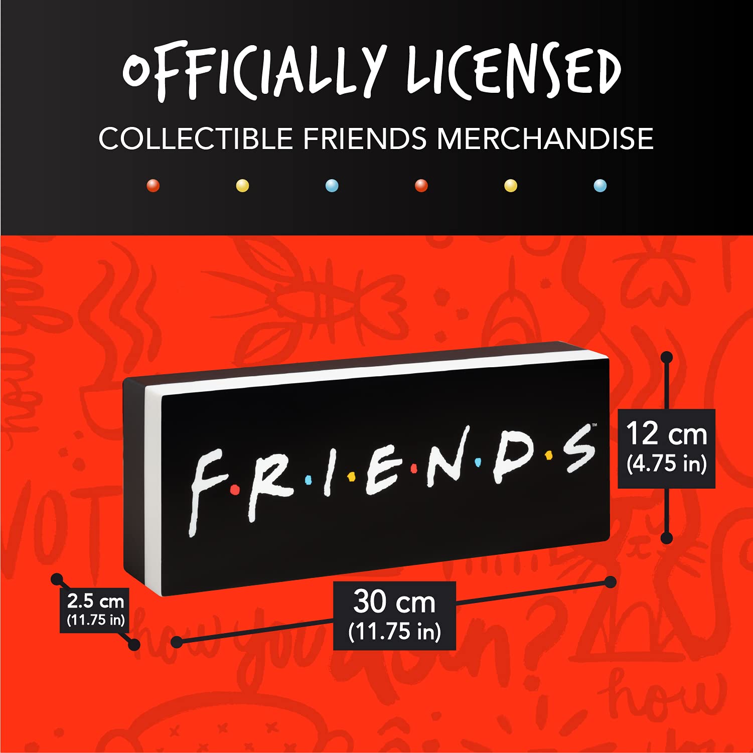 Paladone Friends Logo Light - Officially Licensed Friends TV Show - USB or Battery Powered D  cor, Black and White